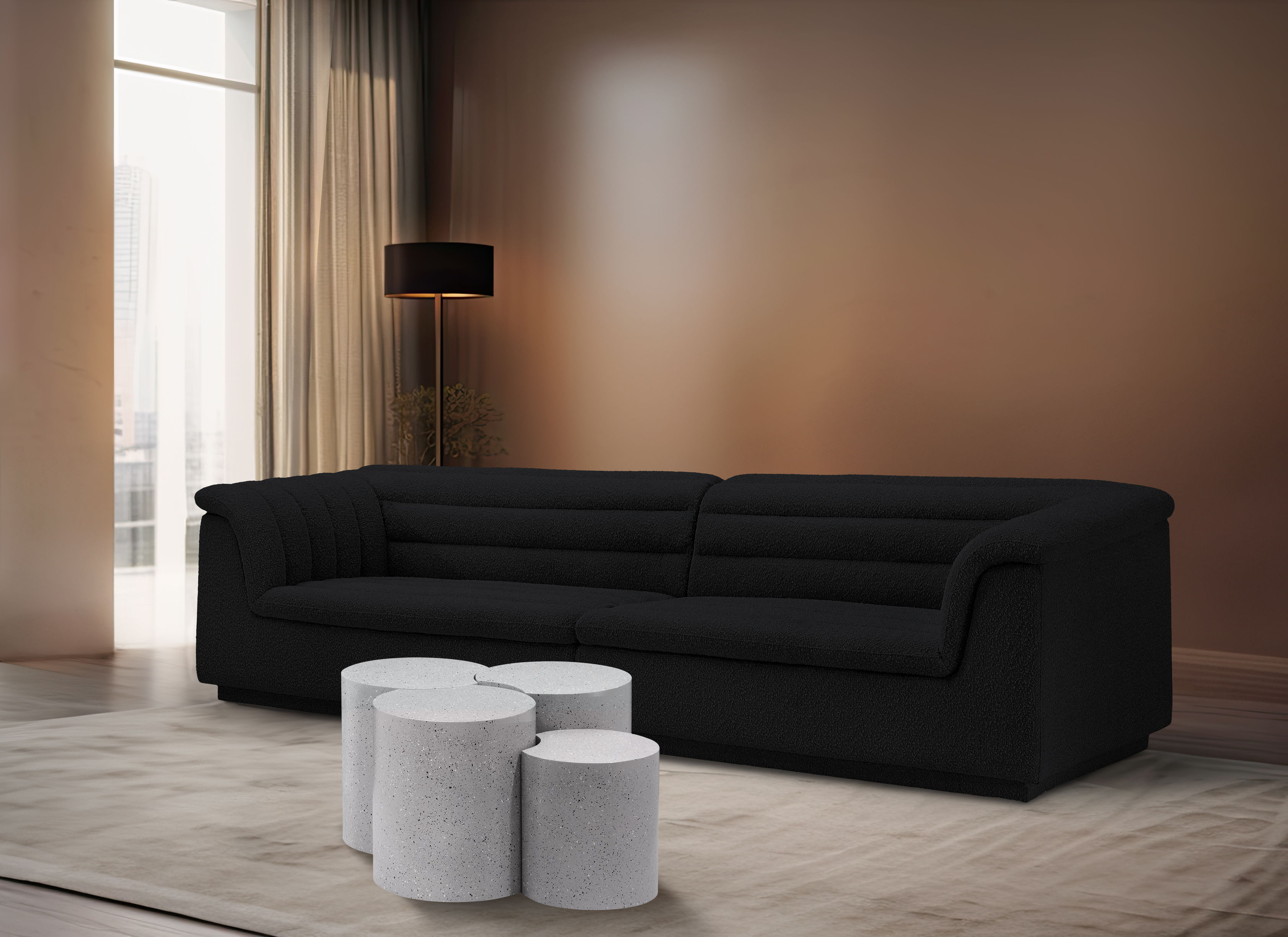Dimple - 4 Piece Modular Coffee Table - White Terazzo