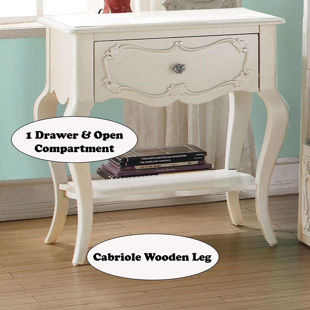 Edalene - Nightstand - Pearl White, white, view 3