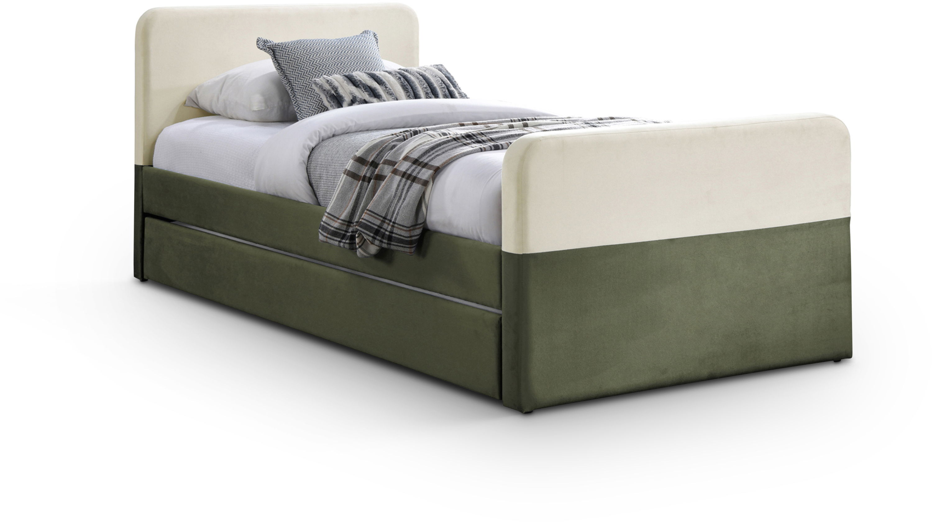 Ivy - Twin Trundle / Storage Bed - Olive / Cream