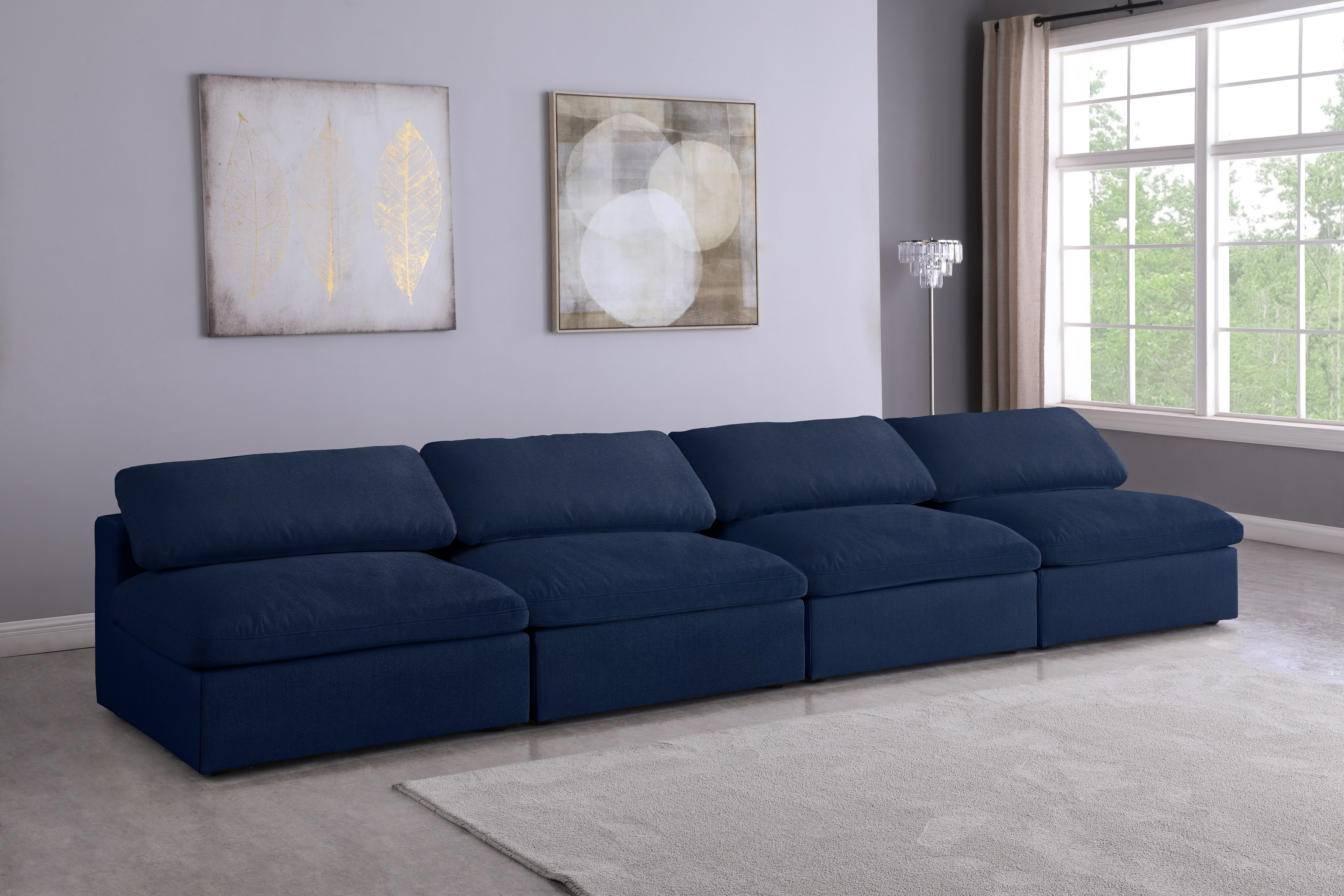 Serene - 4 Piece Modular Armless Sofa - Navy