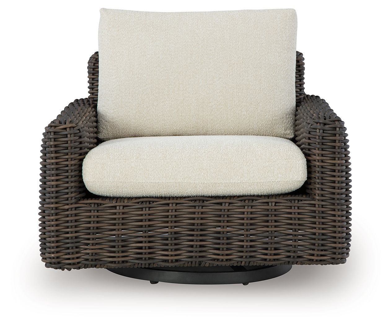 Ashley Furniture Kimora - 7 Pc. - 4-Piece Outdoor Sectional, Swivel Glider Lounge, Cocktail Table, End Table - Beige / Dark Brown - Image 6