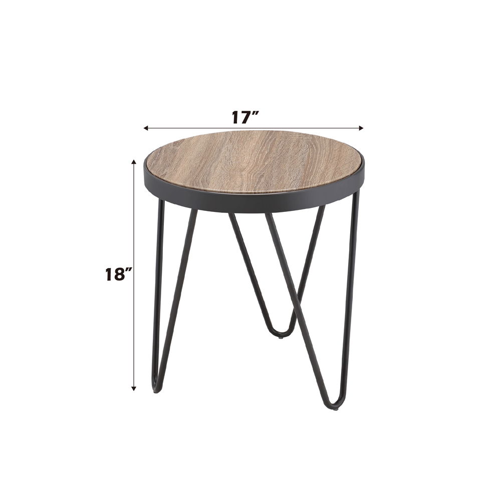 Bage - End Table - Weathered Gray Oak & Metal, light brown, view 4
