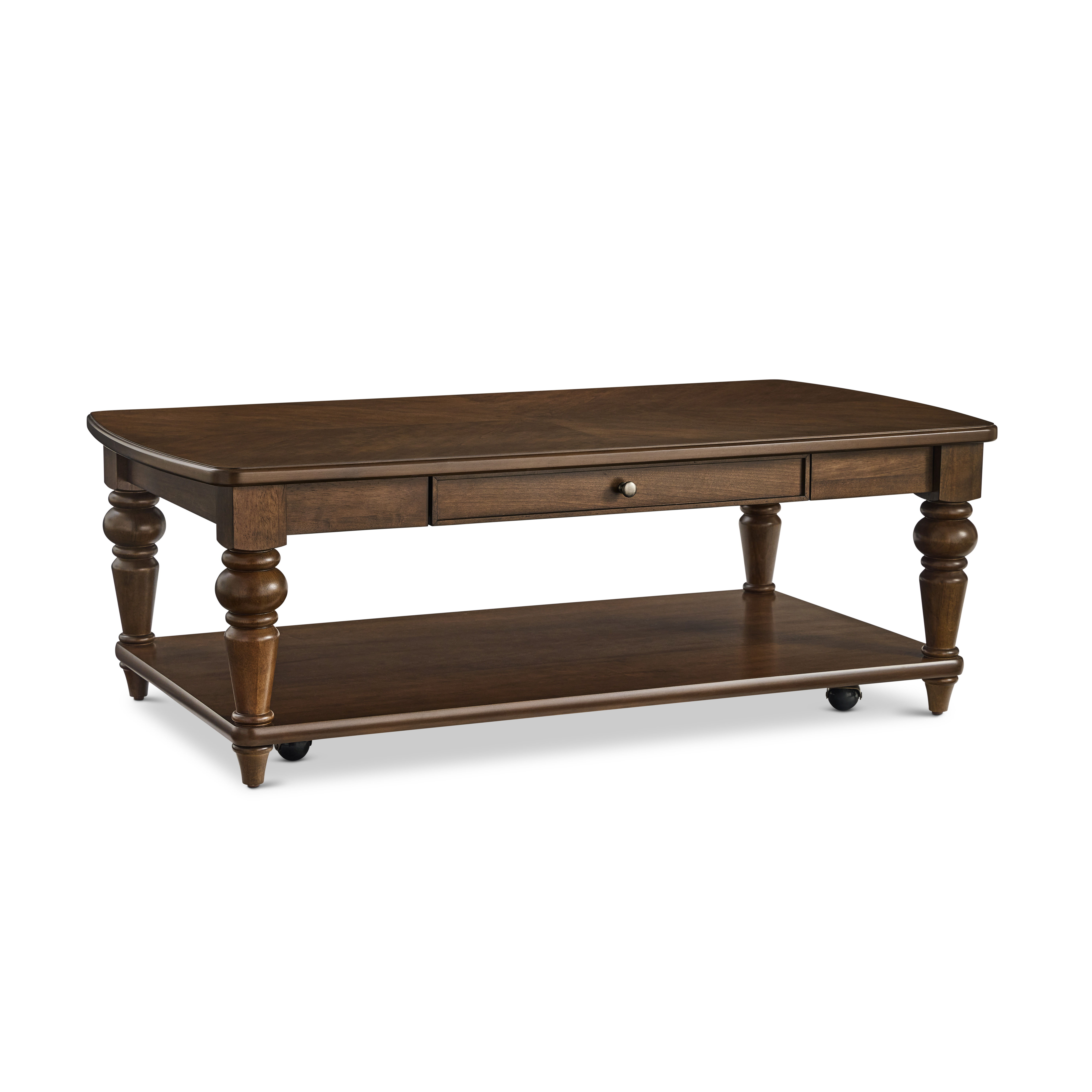 Bellevue - Rectangular Coffee Table With Casters, dark brown