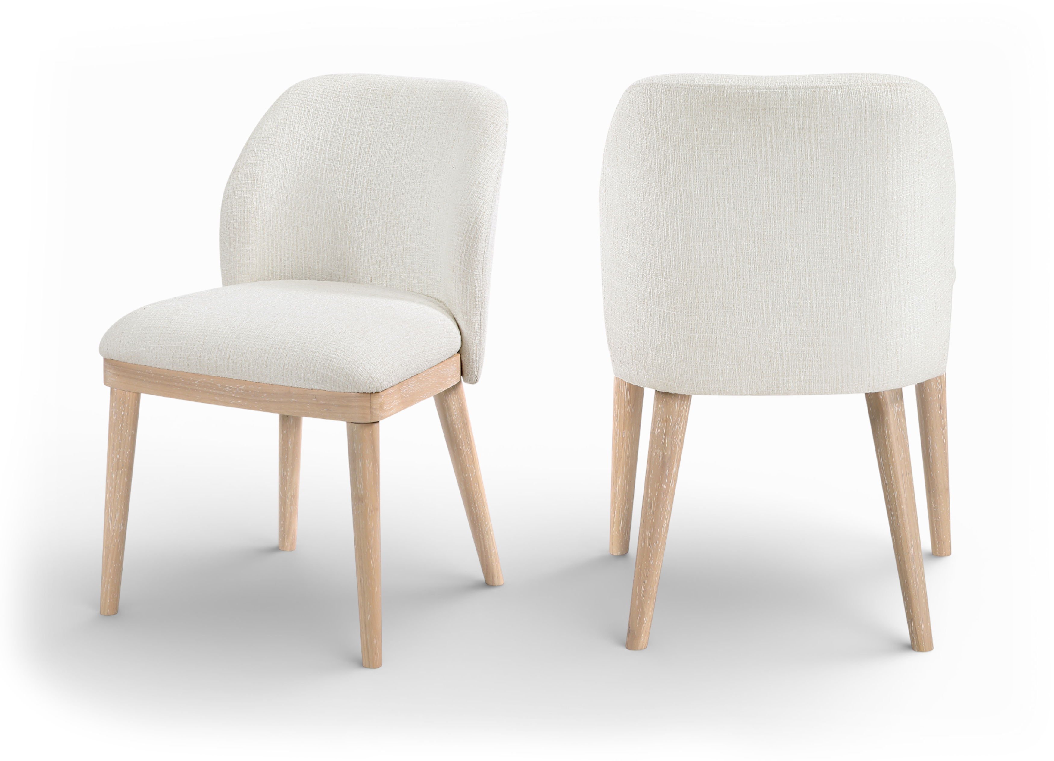 Valeo - Linen Textured Fabric Upholstered Dining Chair (Set of 2) - Cream / Painted Natural