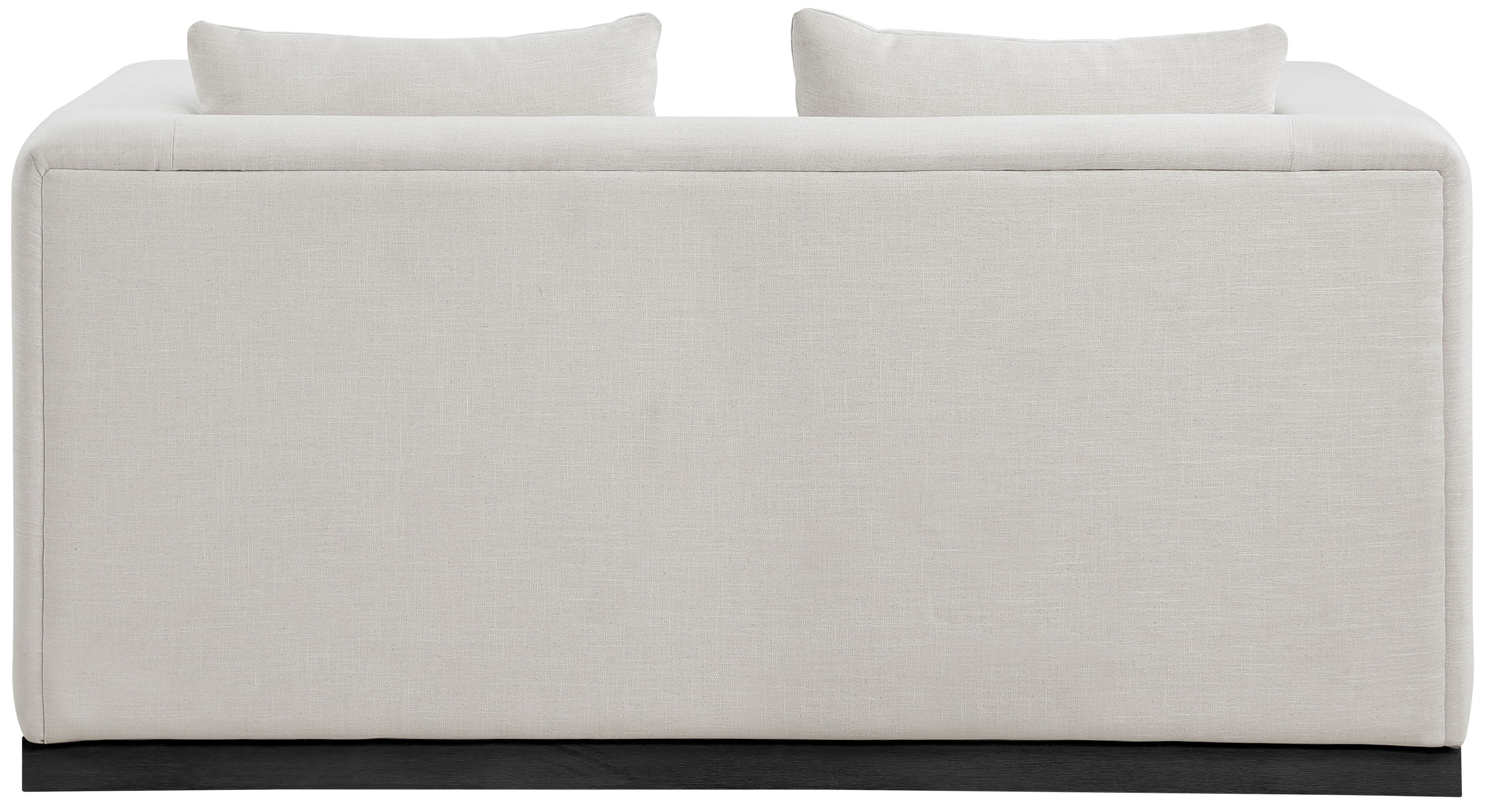 Alfie - Linen Textured Fabic Loveseat - Beige