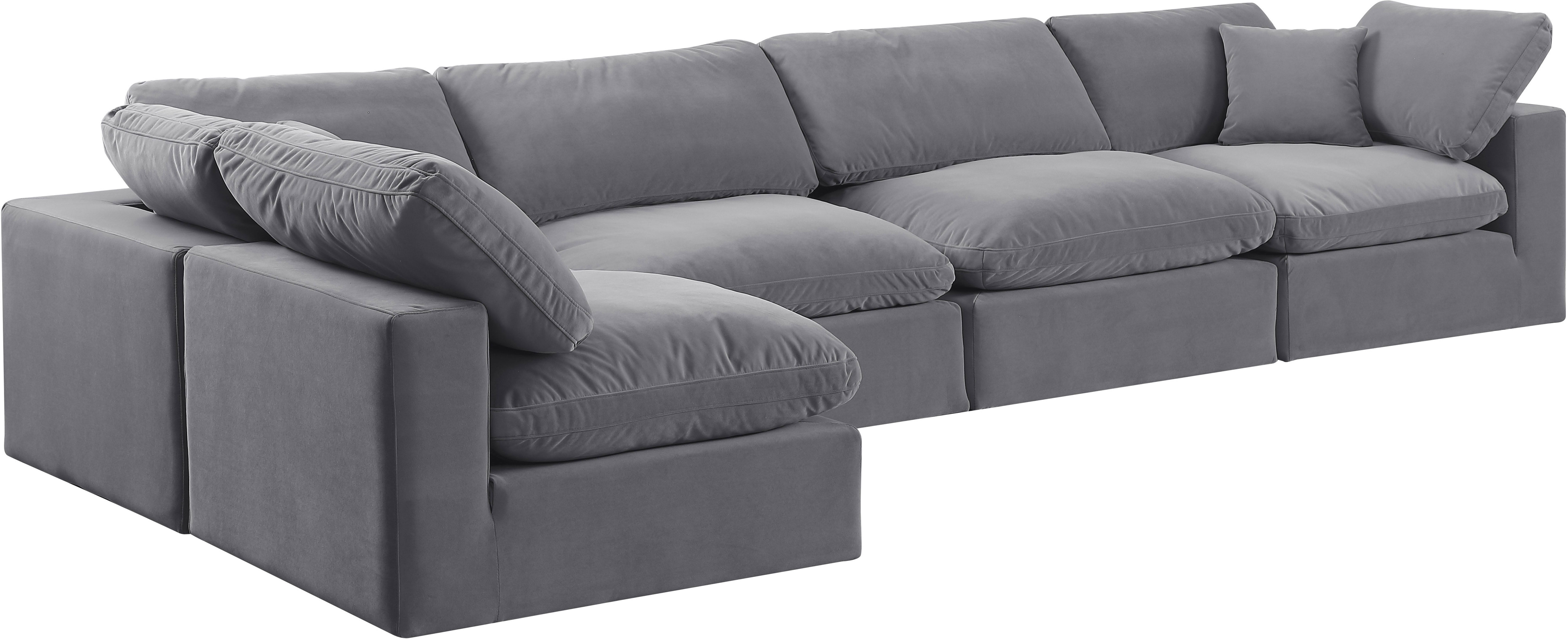 Comfy - 5 Piece Velvet Modular Sectional - Dark Gray