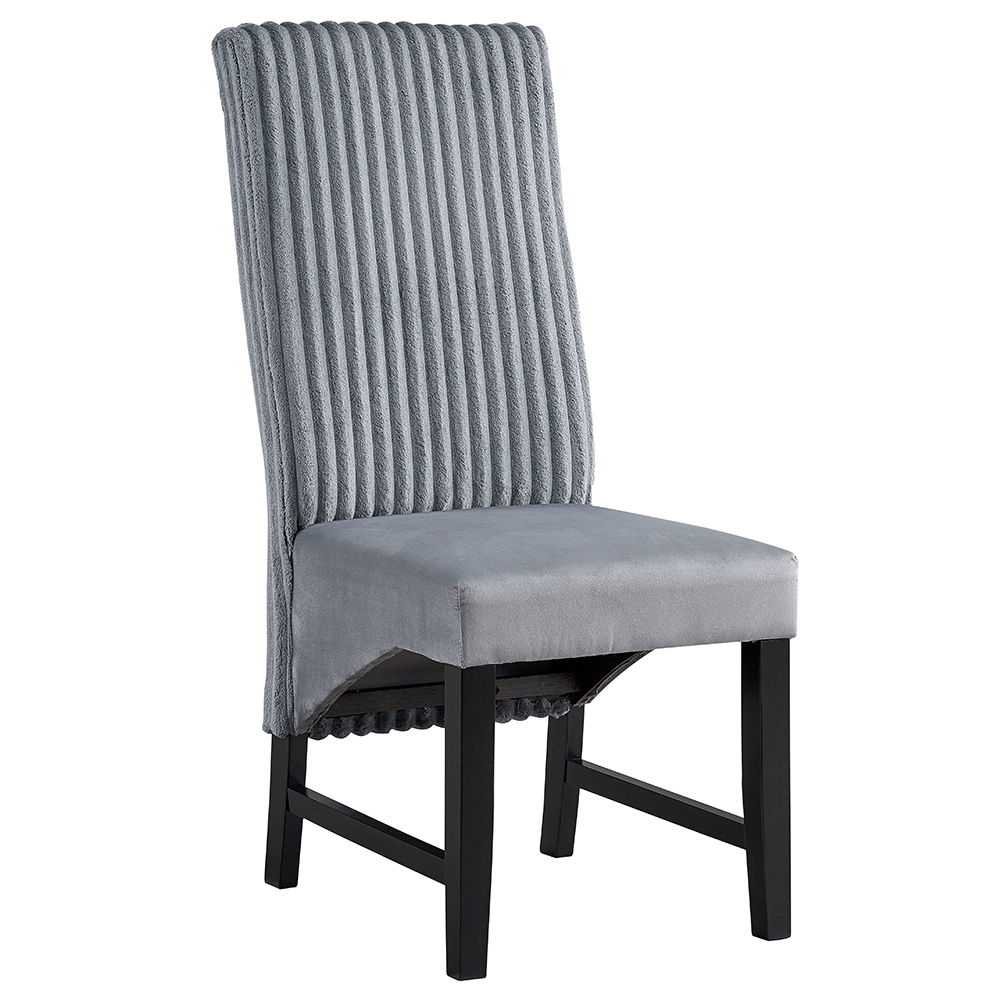 Kini - Side Chair (Set of 2) - Gray Corduroy & Black, gray