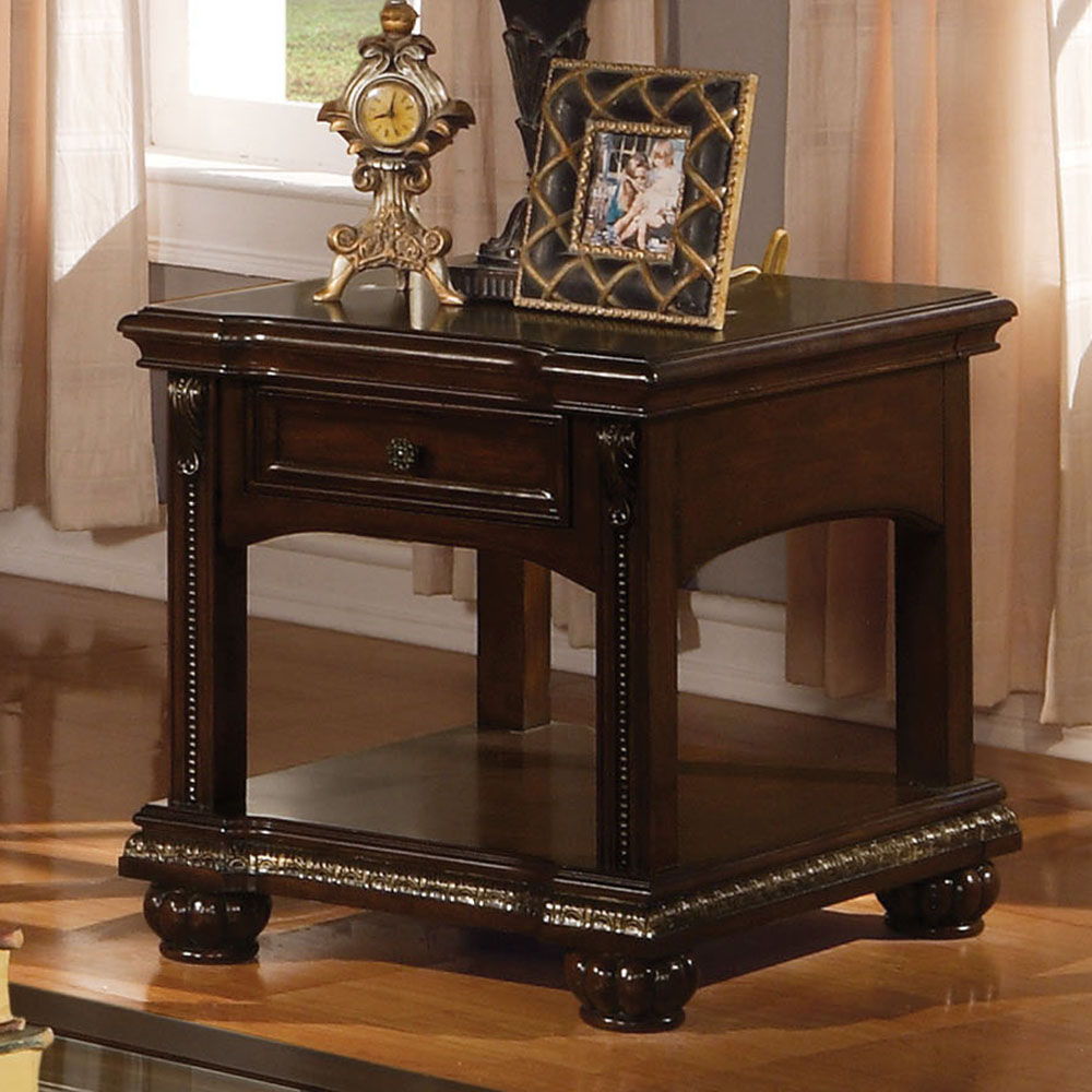 Anondale - End Table - Cherry, dark brown