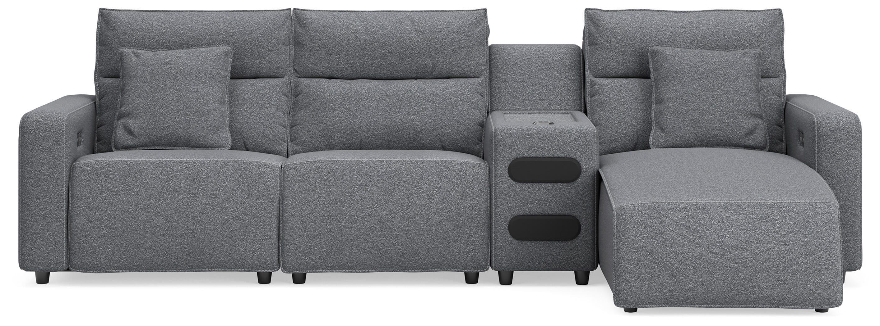 4 Pc · Power Reclining Sectional With RAF Press Back Power Chaise And Audio Console