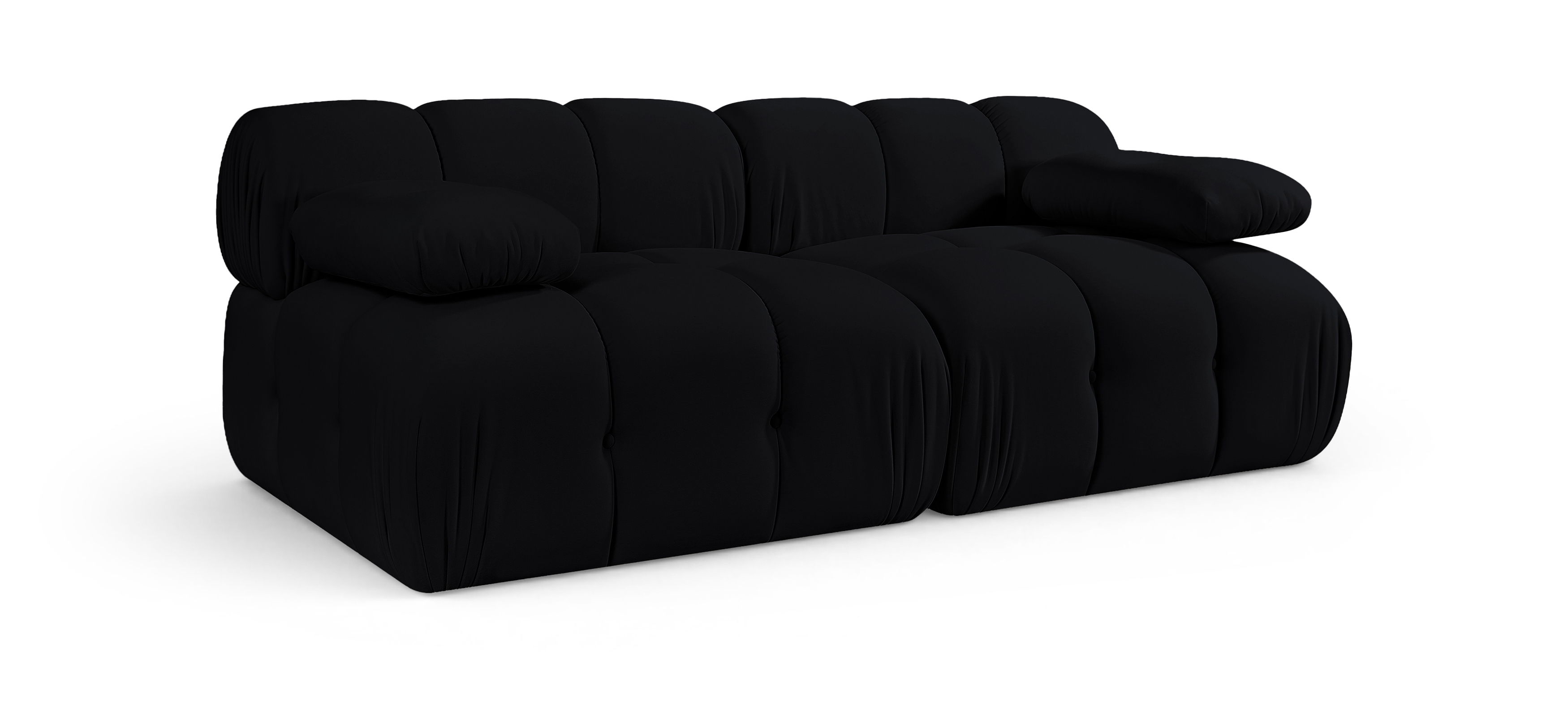 Orin - Velvet Performance Fabric Upholstered 2 Piece Modular Sofa - Black