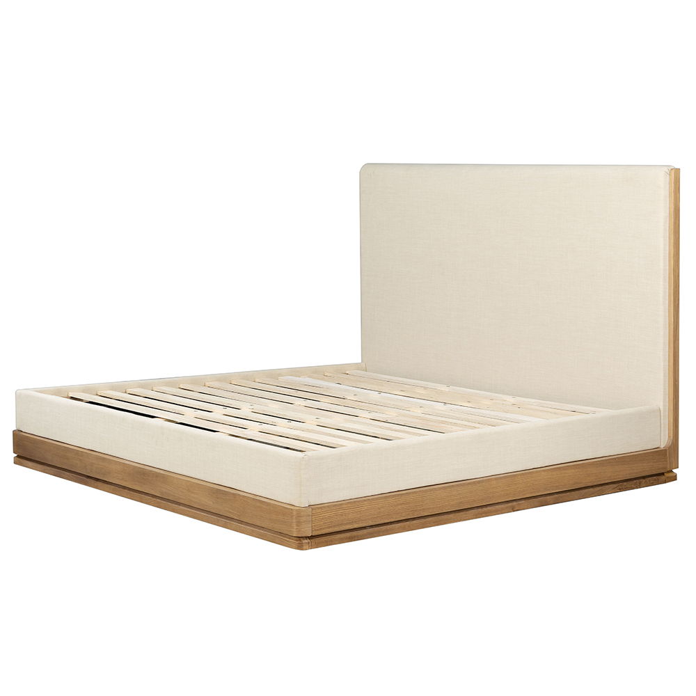 Zoey - Queen Bed - Beige Fabric & Oak, beige, view 2