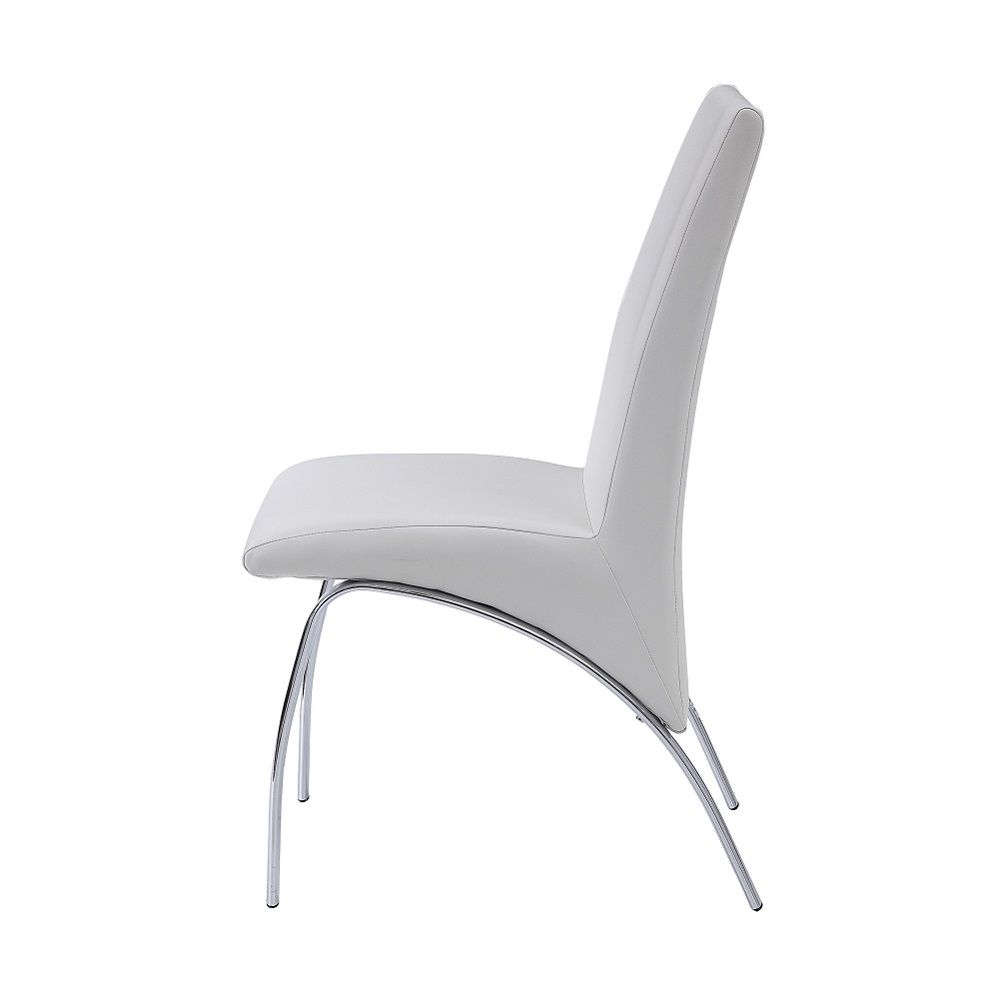 Pervis - Side Chair (Set of 2) - White Synthetic Leather & Chrome, white, view 3