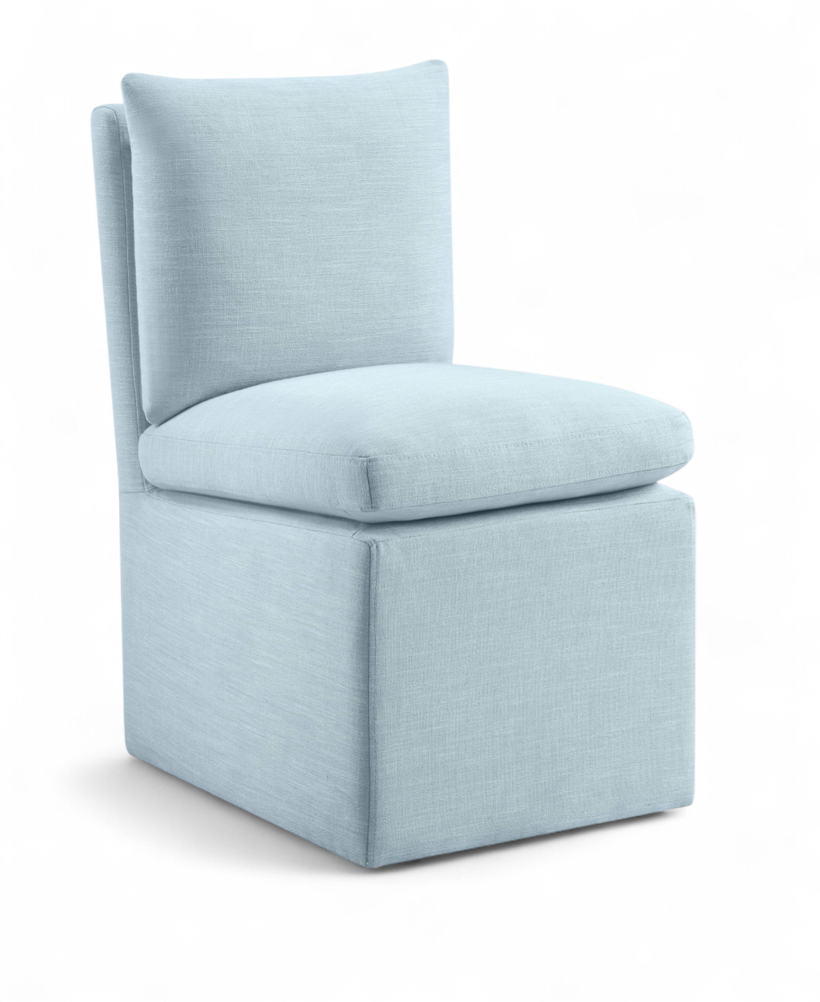 Nelori - Linen Textured Performance Fabric Upholstered Dining Chair (Set of 2) - Light Blue