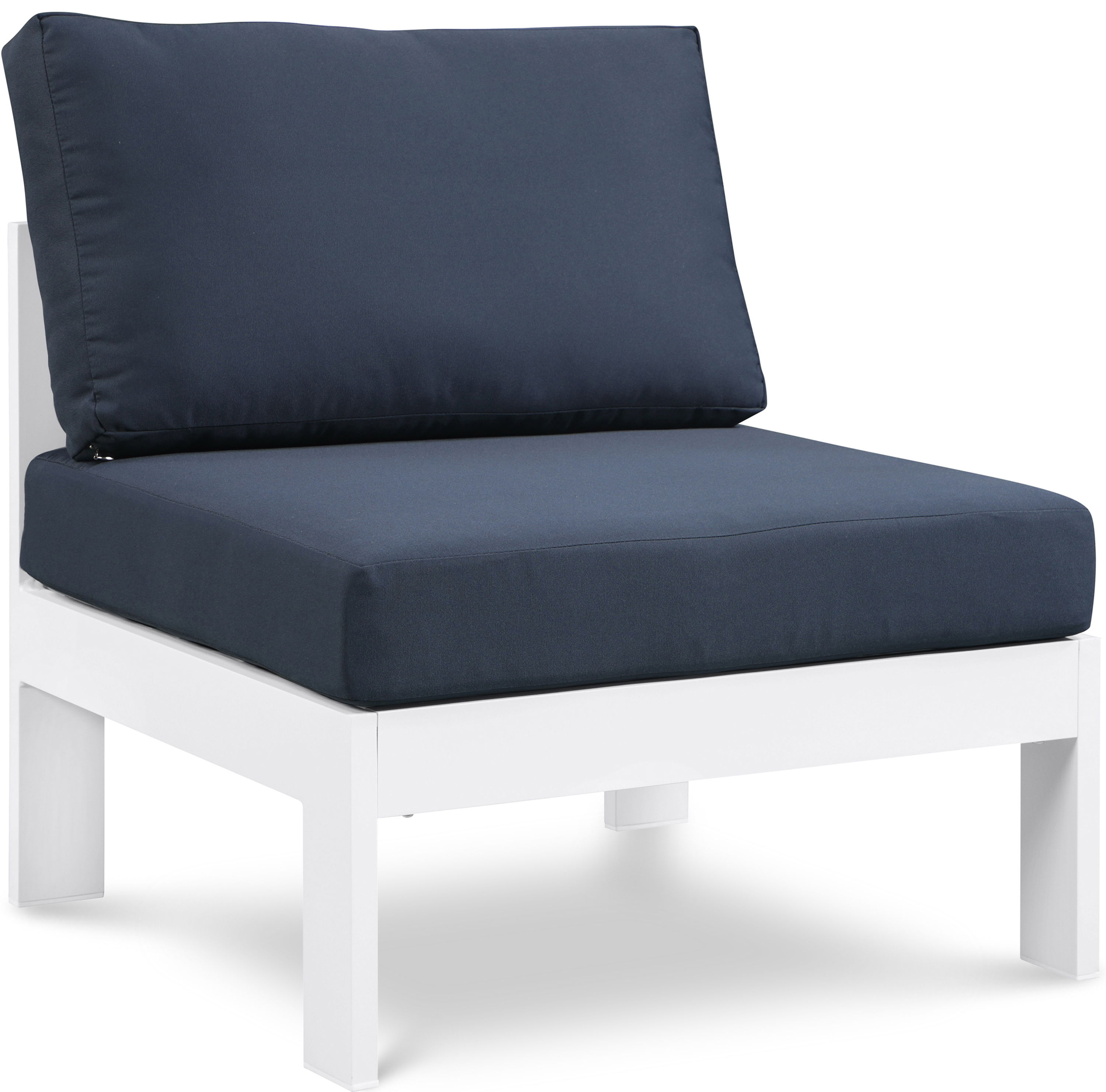 Nizuc - Outdoor Patio Armless Chair With White Frame - Navy