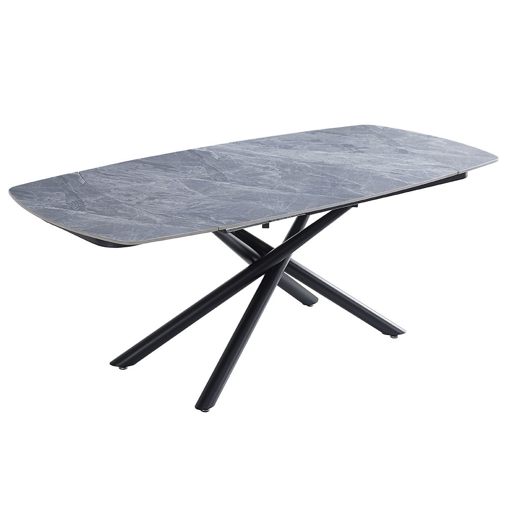 Hester - Ceramic Top Dining Table - Gray & Black, gray, view 2