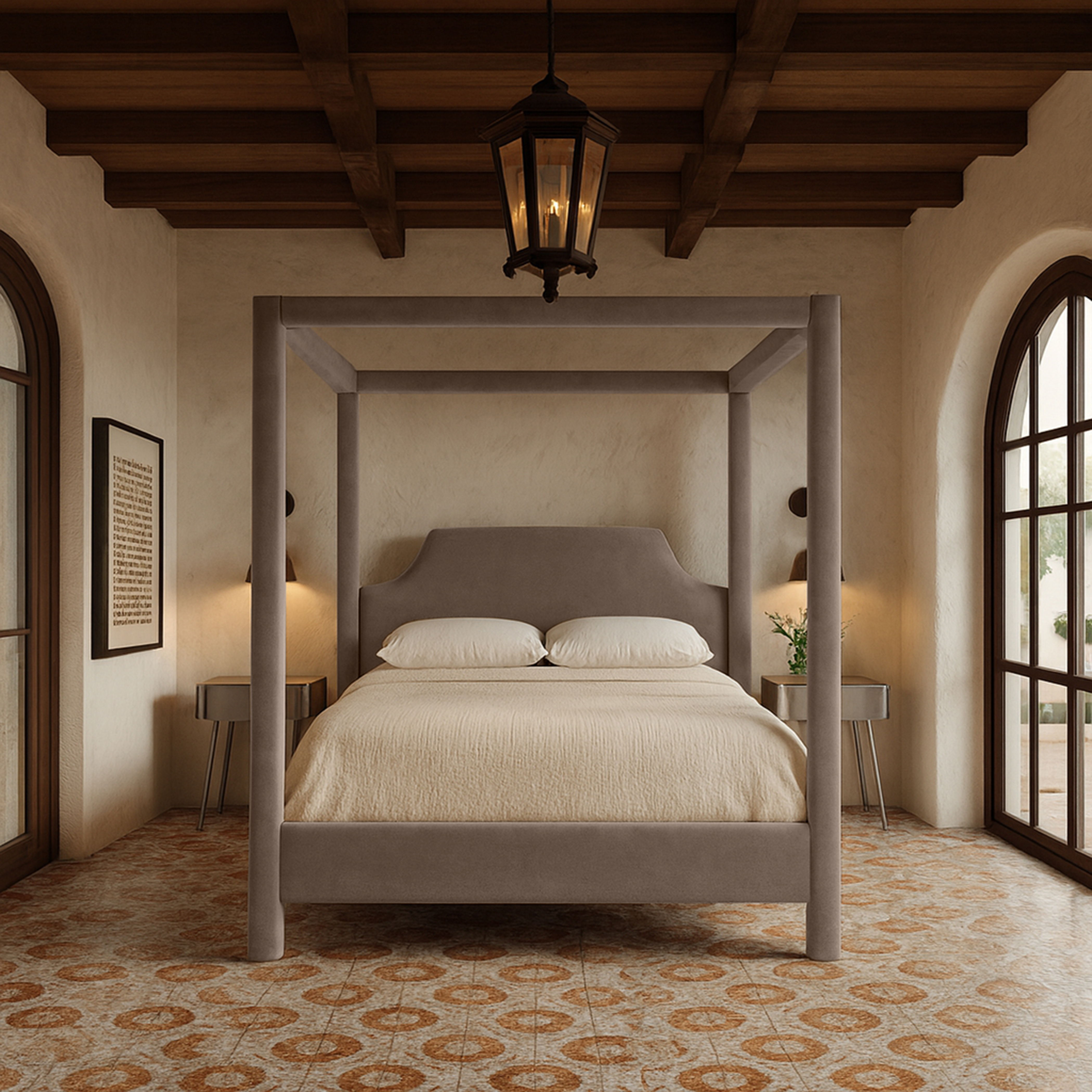 Dawson - Velvet Upholstered Full Bed - Taupe