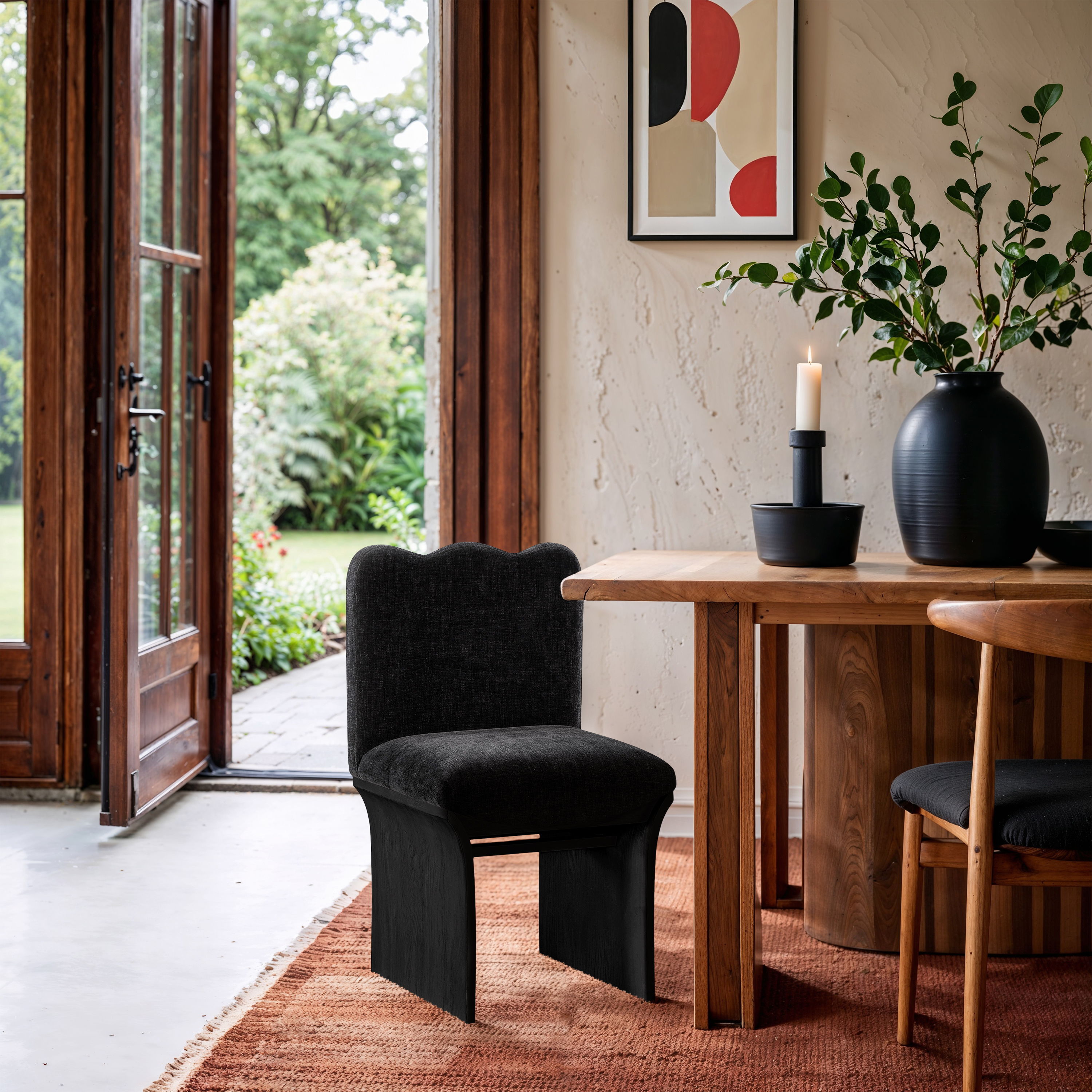 Shaw - Chenille Fabric Upholstered Dining Chair - Black