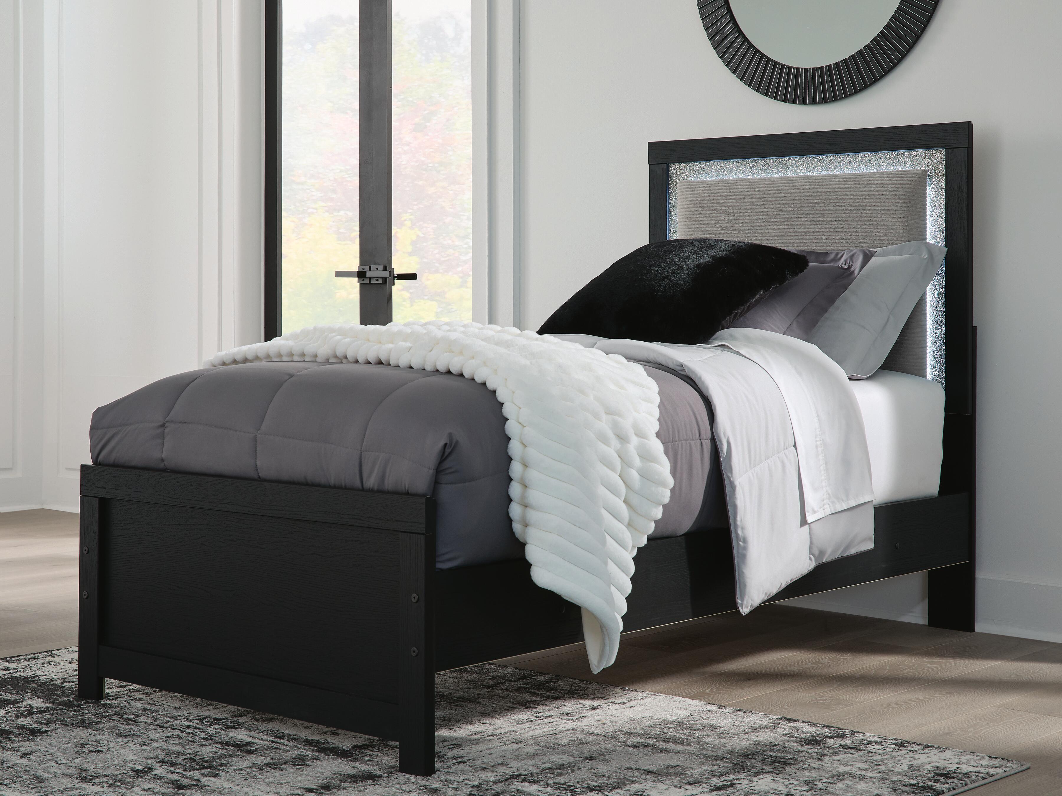 Maeling - Twin Upholstered Panel Bed - Black