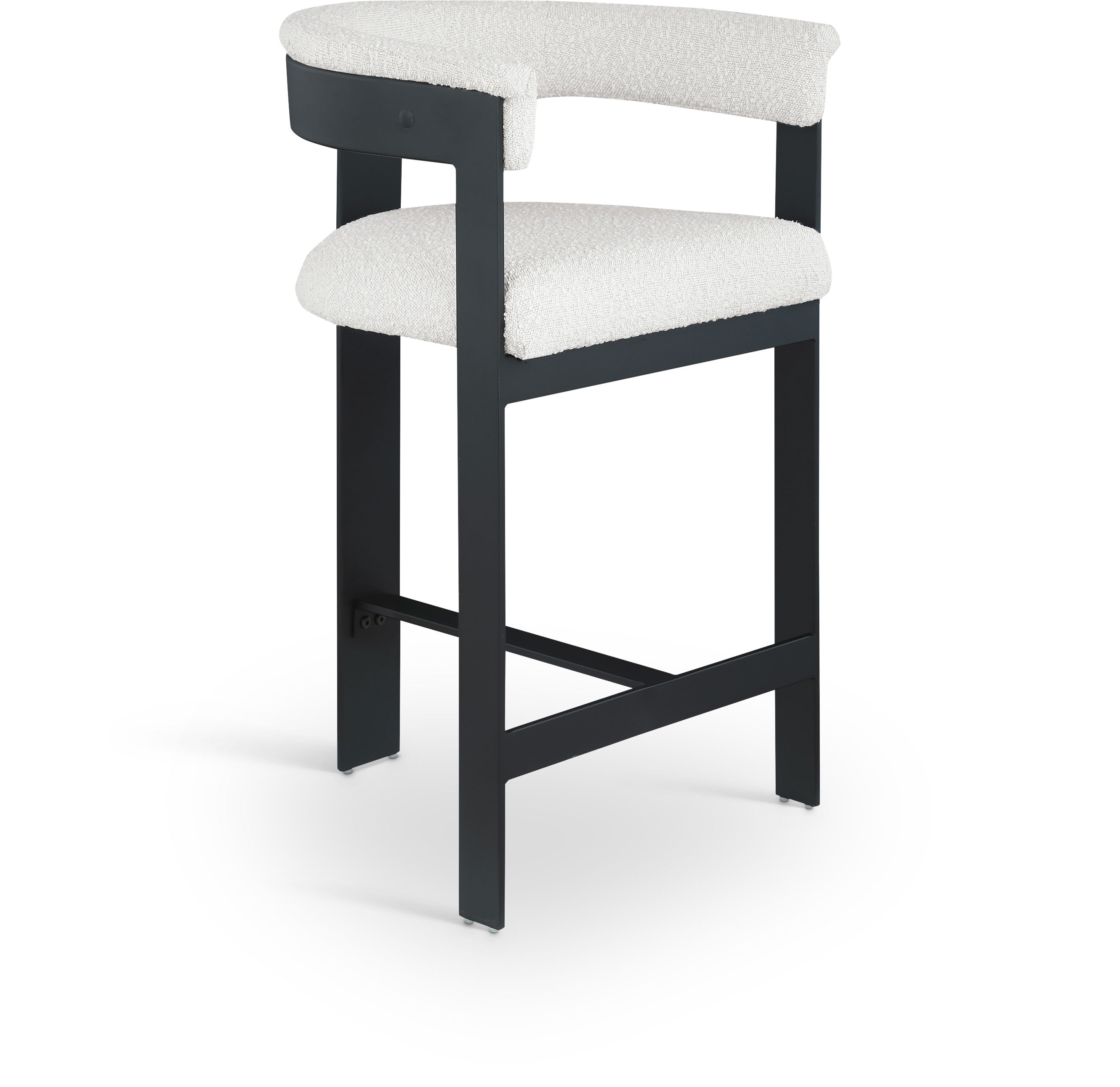 Romeo - Boucle Counter Stool With Black Base (Set of 2) - Cream