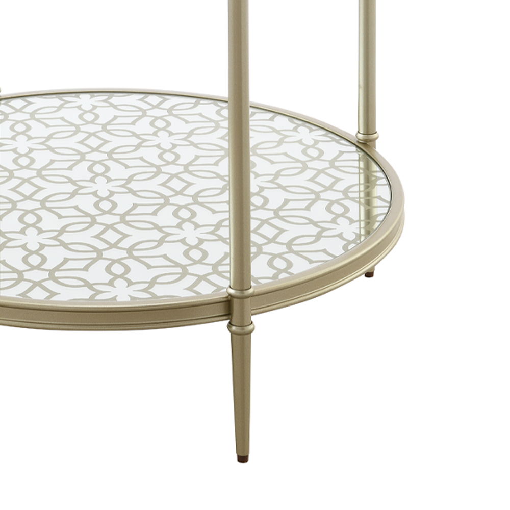 Zaba - End Table - Glass Top & Champagne, silver, view 6
