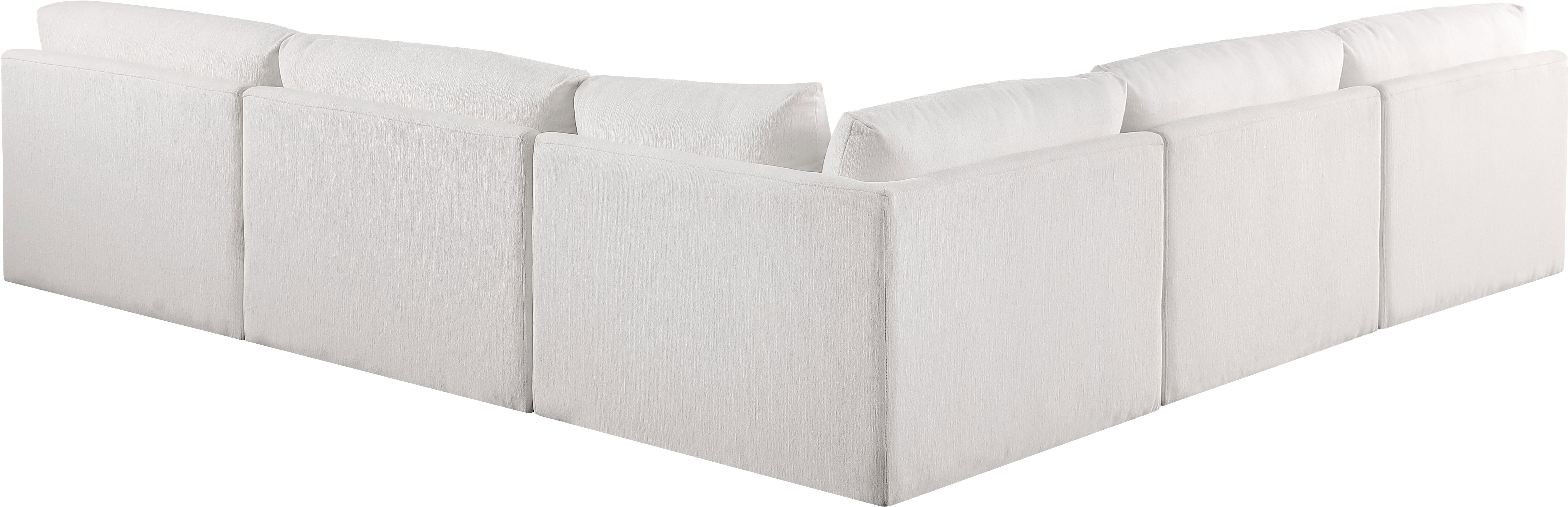 Ease - 5 Piece Modular Corner Armles Sectional - Cream