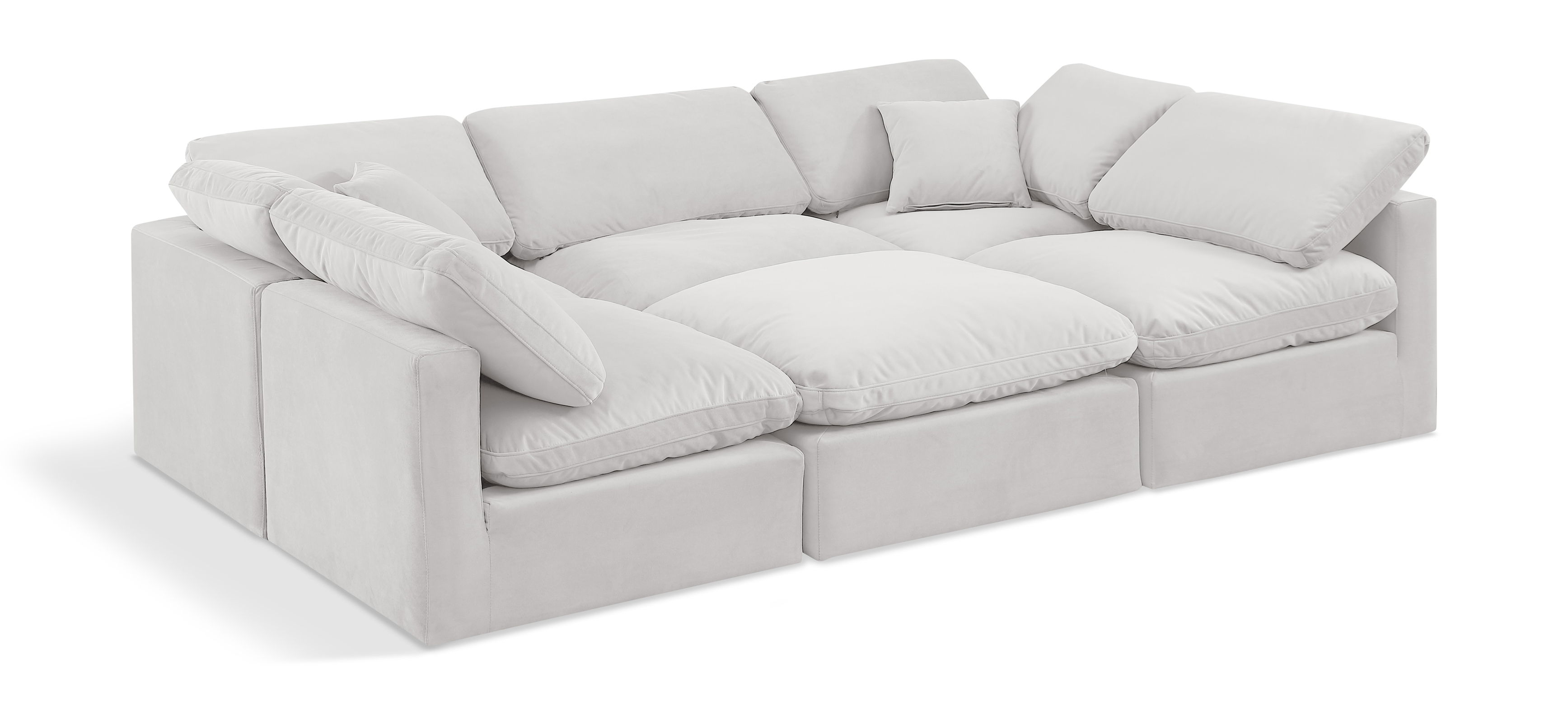 Indulge - Velvet 6 Piece Modular Sectional - Off White
