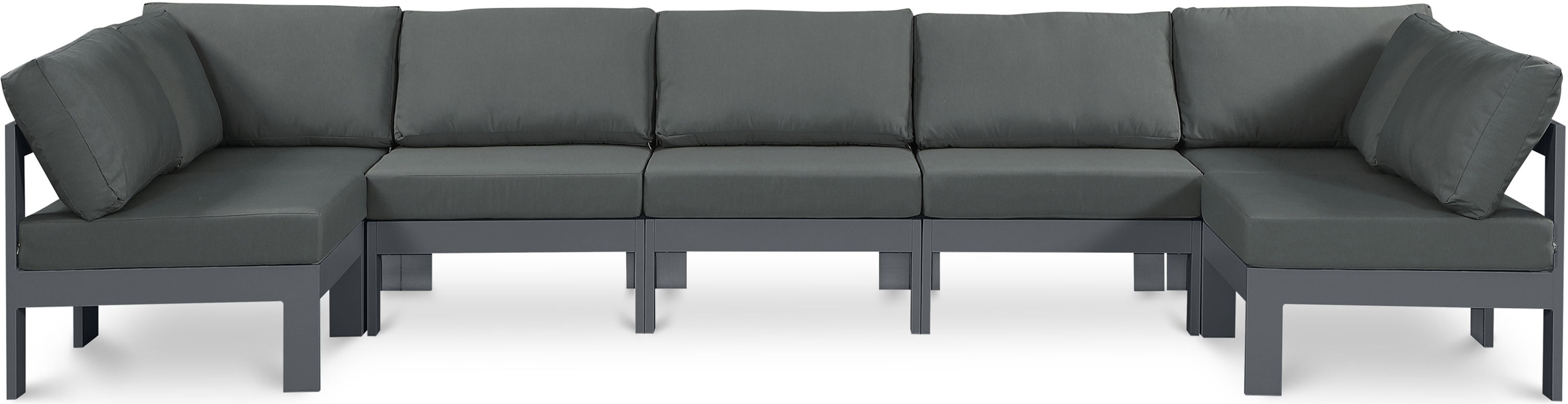 Nizuc - Outdoor Patio 7 Piece Modular Sectional With Gray Frame - Gray