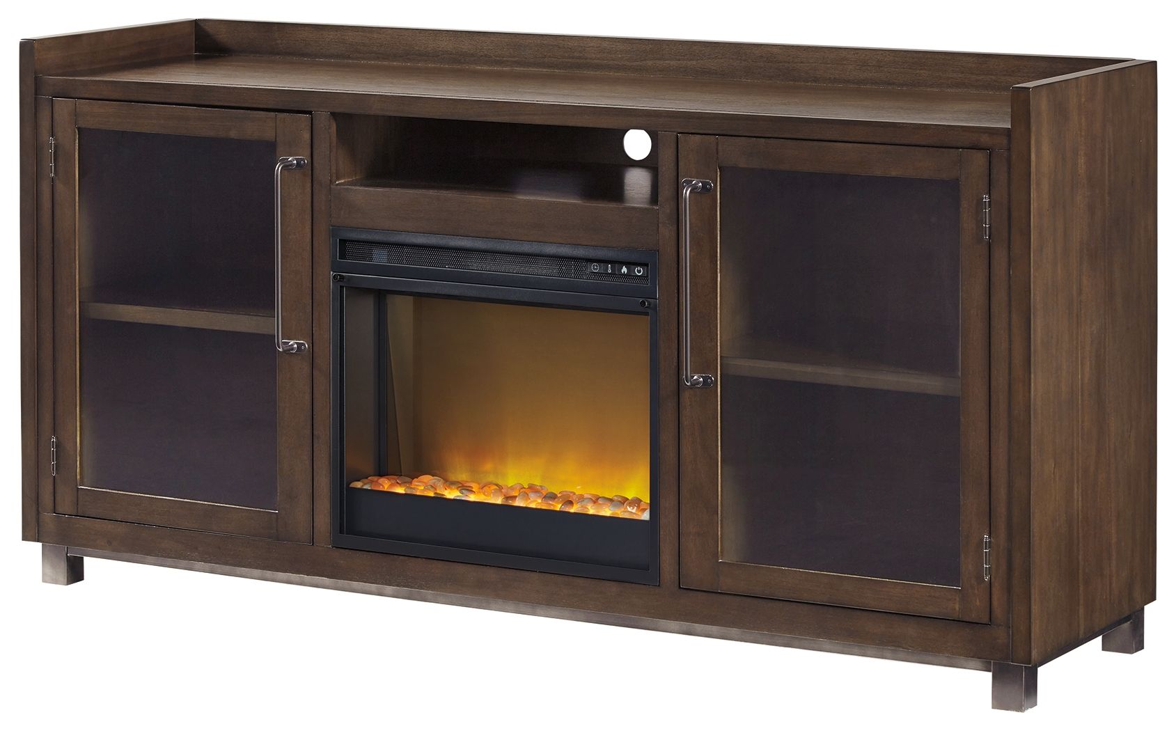 70" TV Stand With Glass/Stone Fireplace Insert