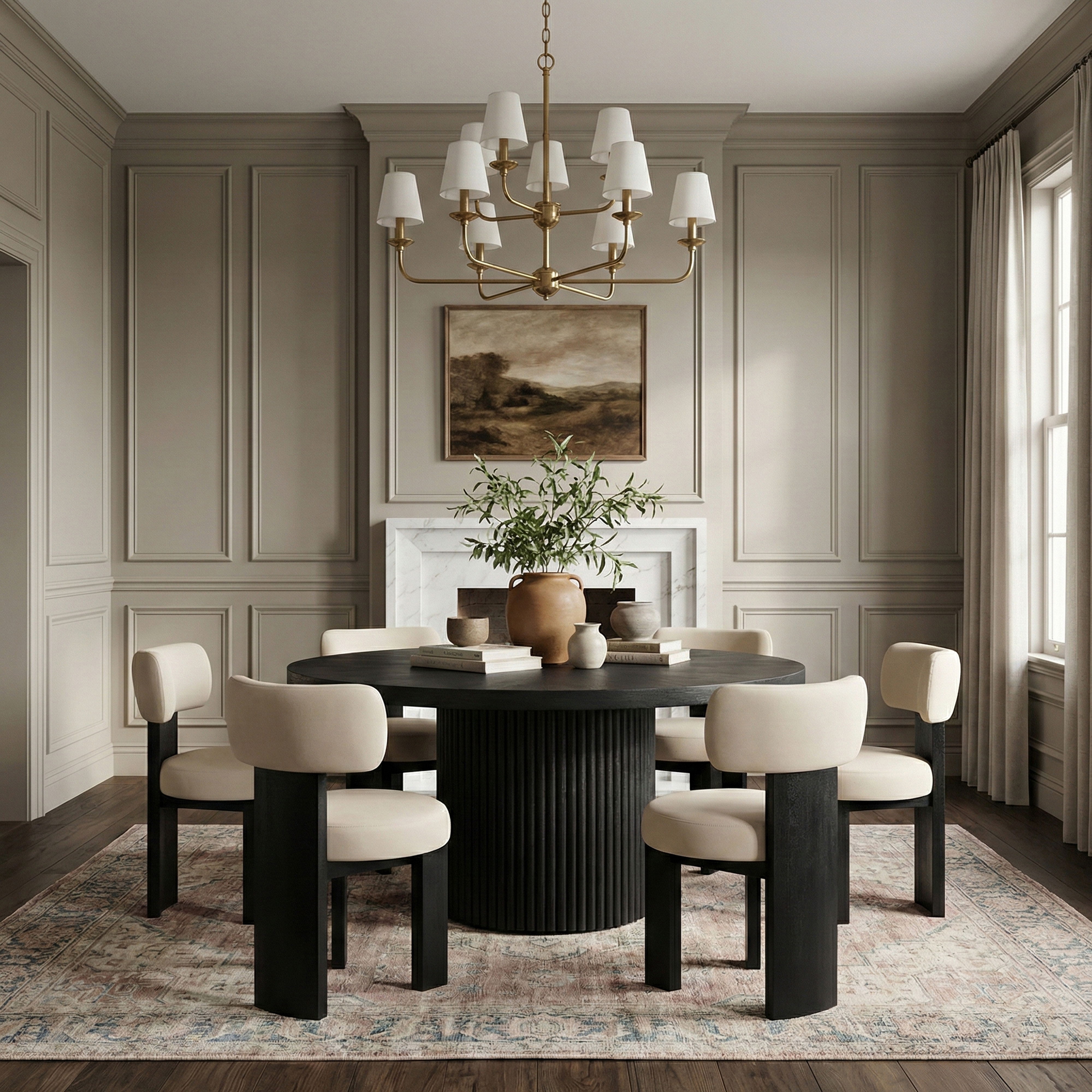Atelier - Vegan Leather Upholstered Dining Chair (Set of 2) - Beige / Painted Black