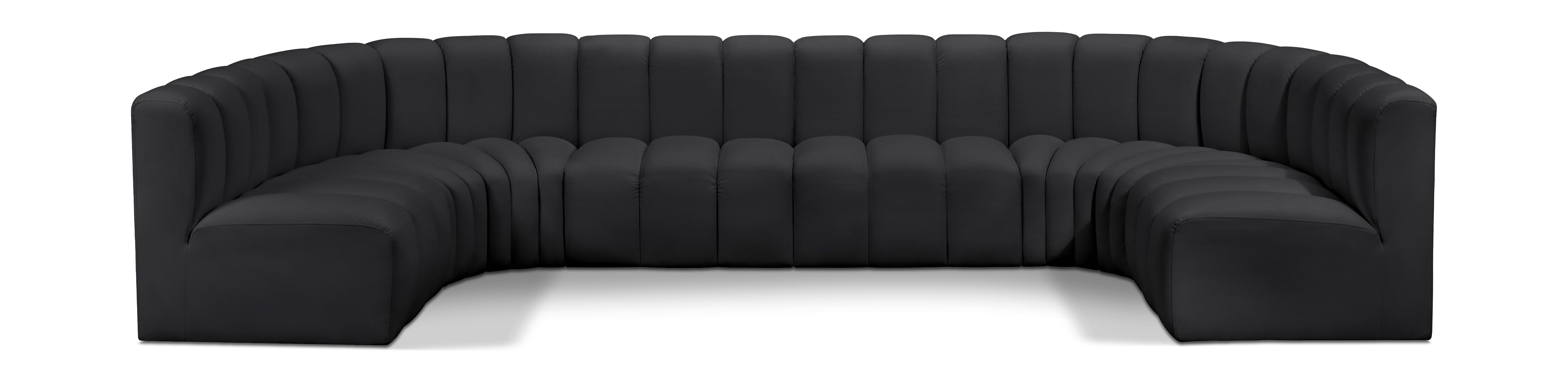 Arc - Faux Leather Modular U-Shaped Sectional - Black