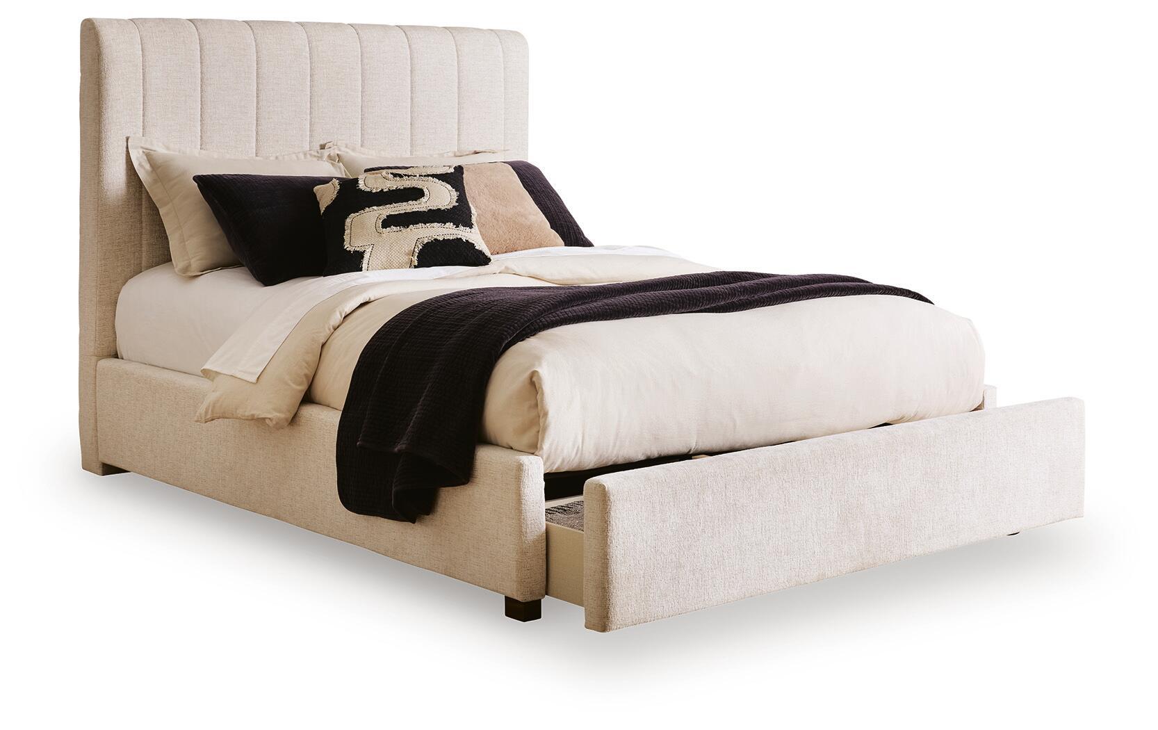 Ashley Furniture Shoralli - Queen Upholstered Storage Bed - Beige - Image 4