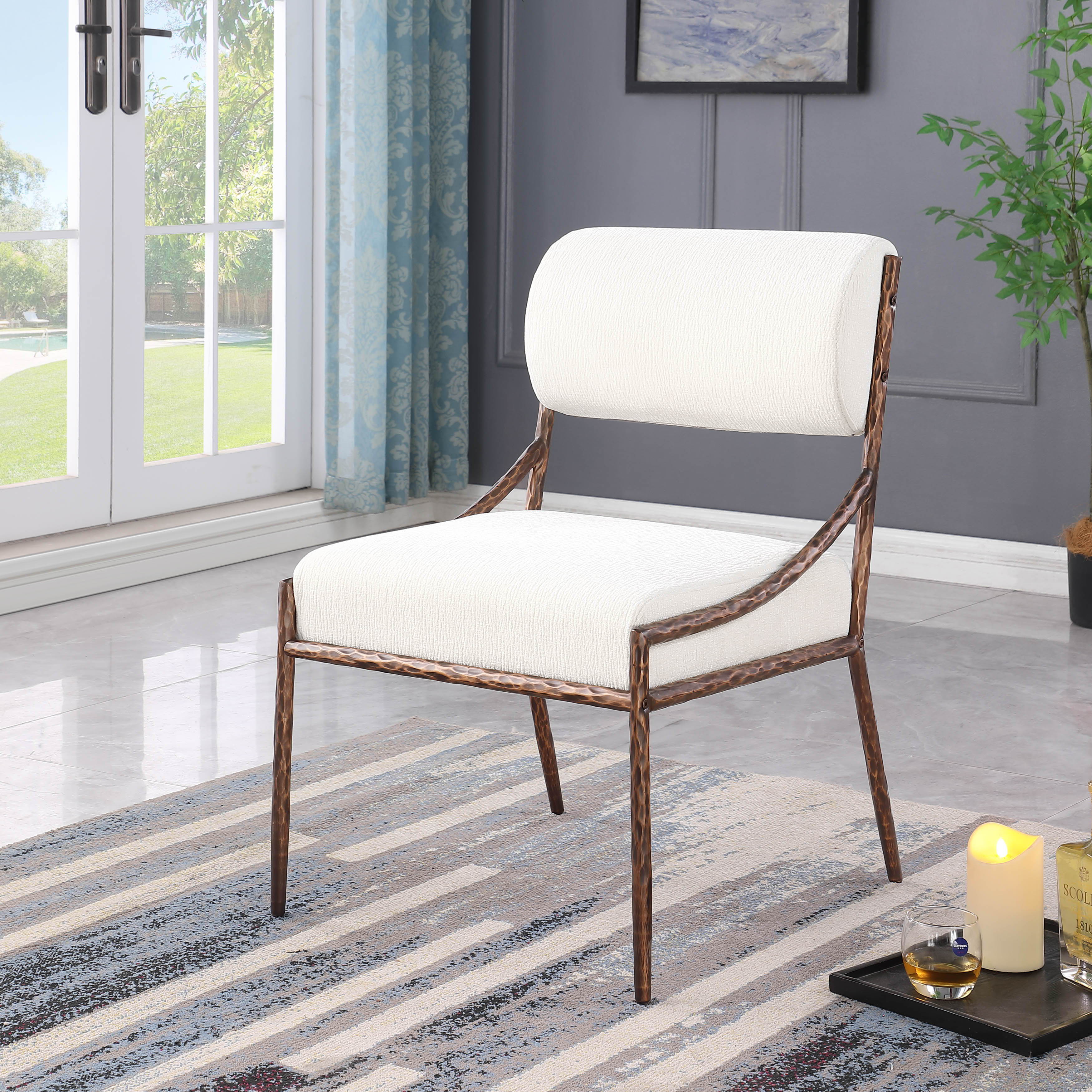 Bastille - Upholstered Dining Side Chair (Set of 2) - Cream / Bronze