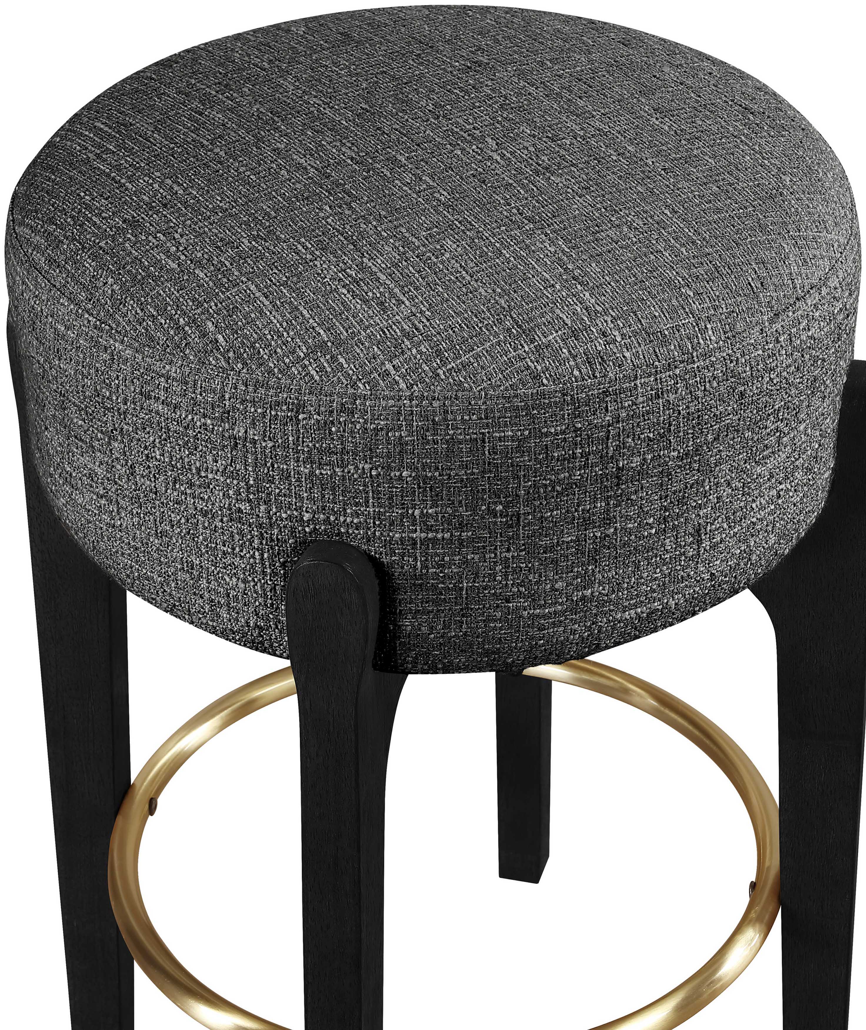 Torino - Fabric Upholstered Backless Counter Stool (Set of 2) - Black / Brushed Black