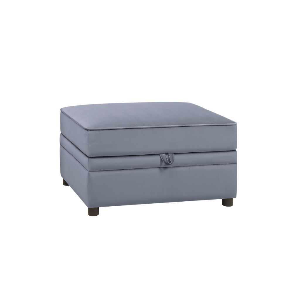 Bois II - Ottoman With Storage - Gray Velvet, gray