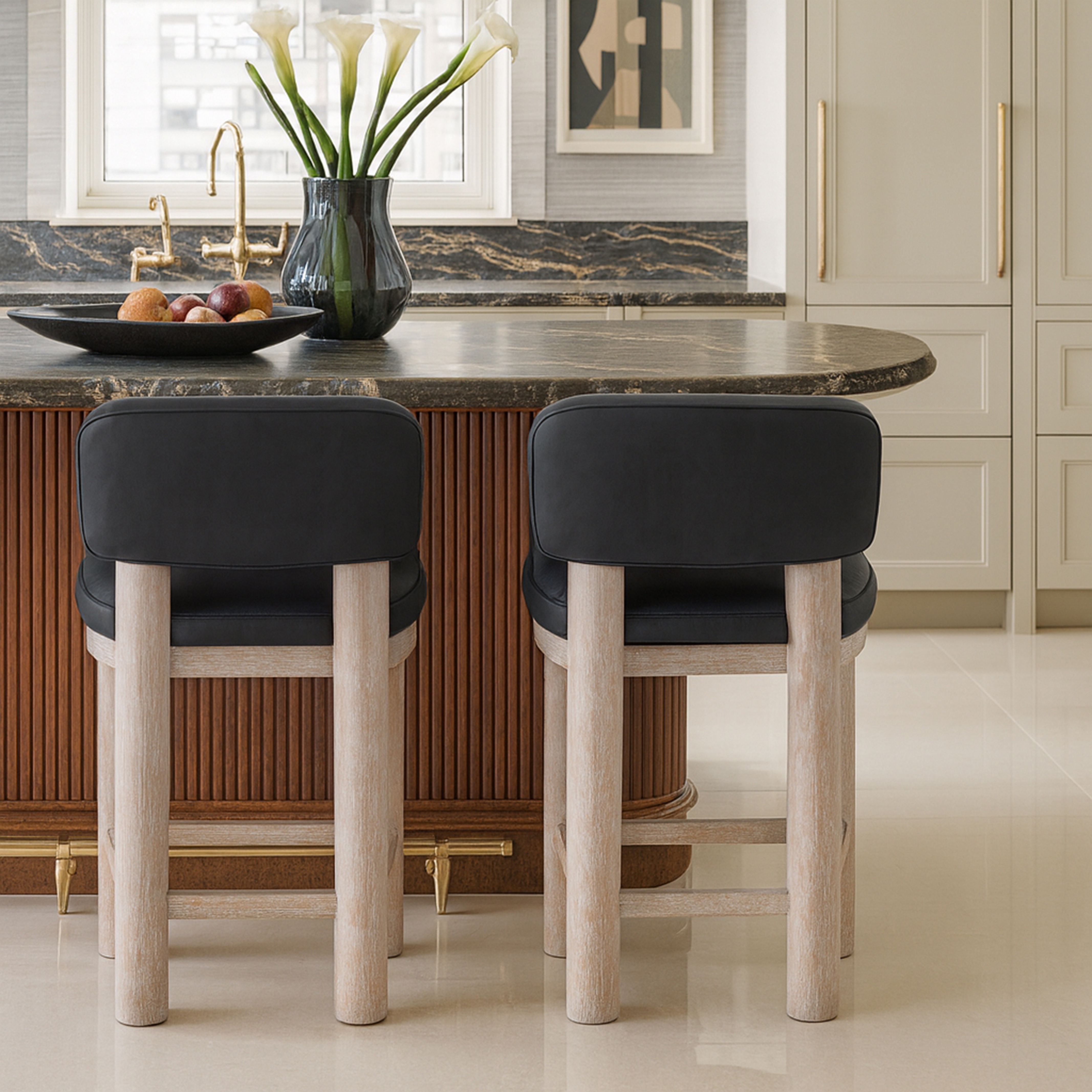 Paloma - Vegan Leather Upholstered Counter Stool (Set of 2) - Black