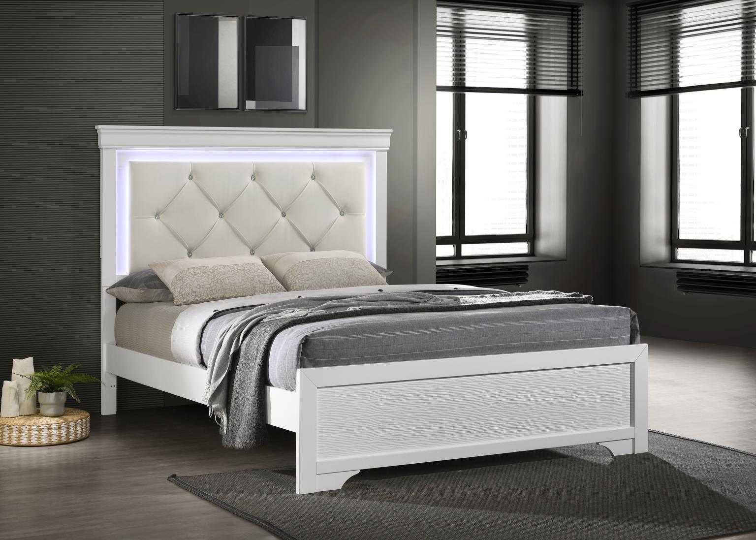B396 - King LED Bed Frame - White