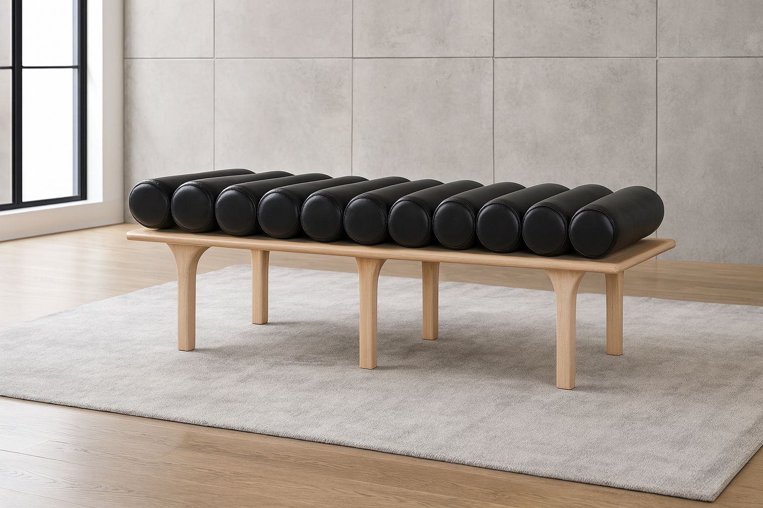 Landon - Bench With Natural Base - Black