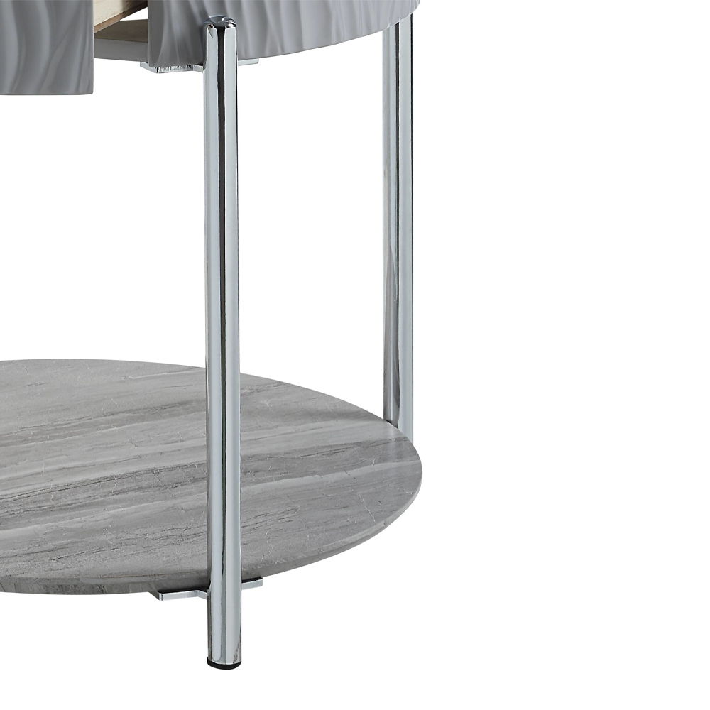 Yukino - End Table - Gray High Gloss & Chrome, gray, view 5