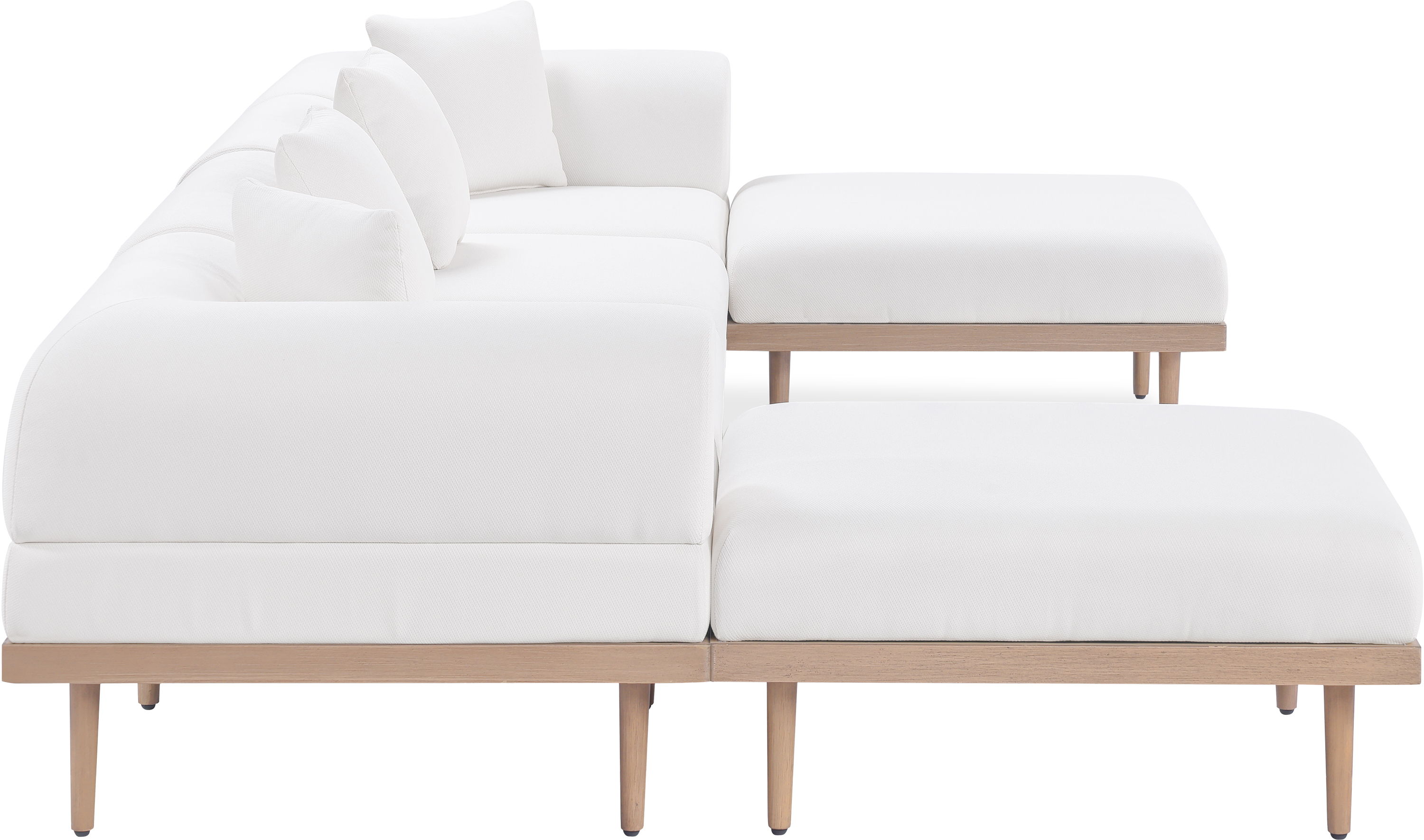 Laguna - 6 Piece Resilient Water Resistant Fabric 142" Upholstered Outdoor Patio Modular Sectional - Cream