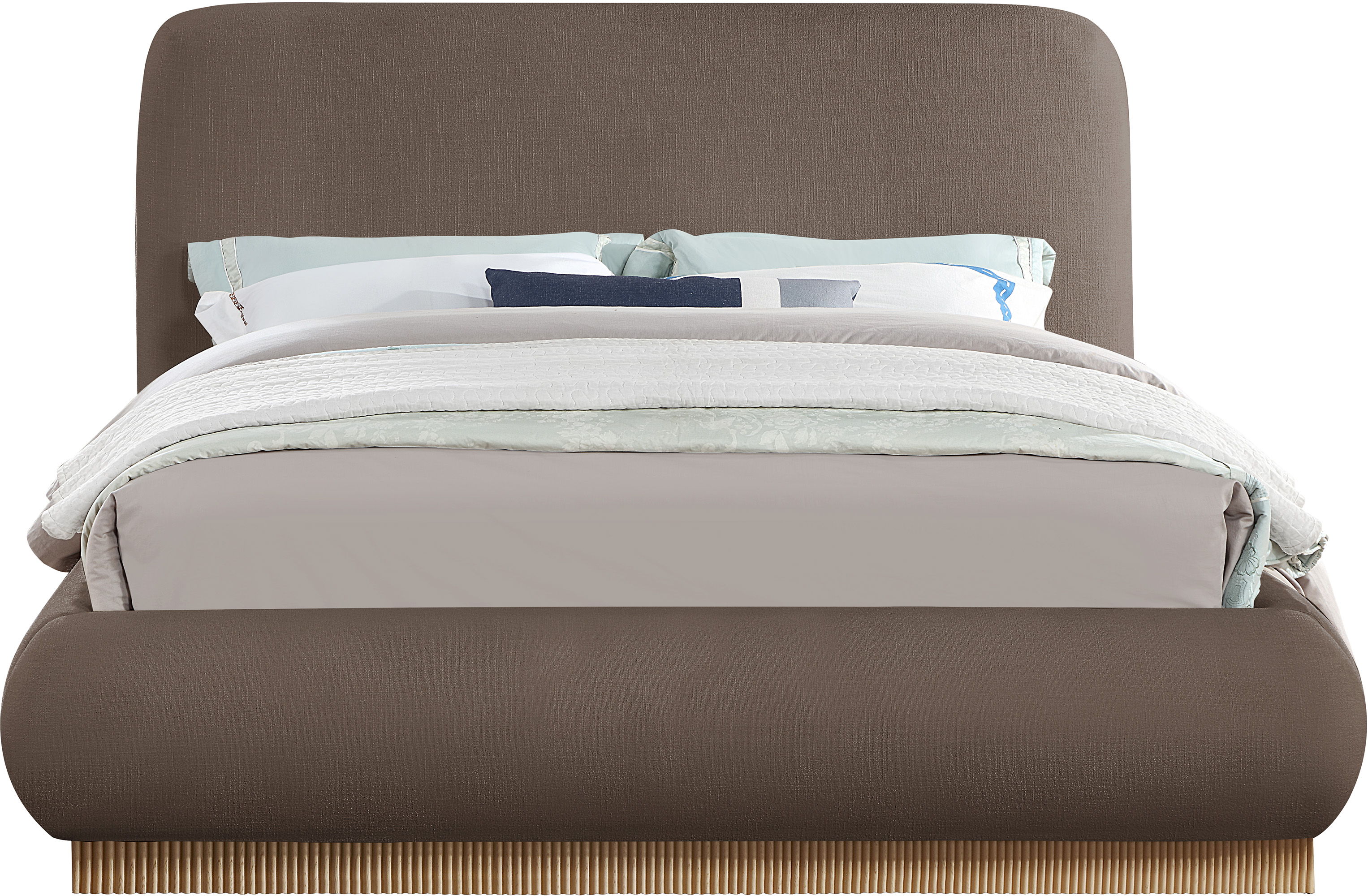 Rigby - Linen King Bed With Natural Base - Brown