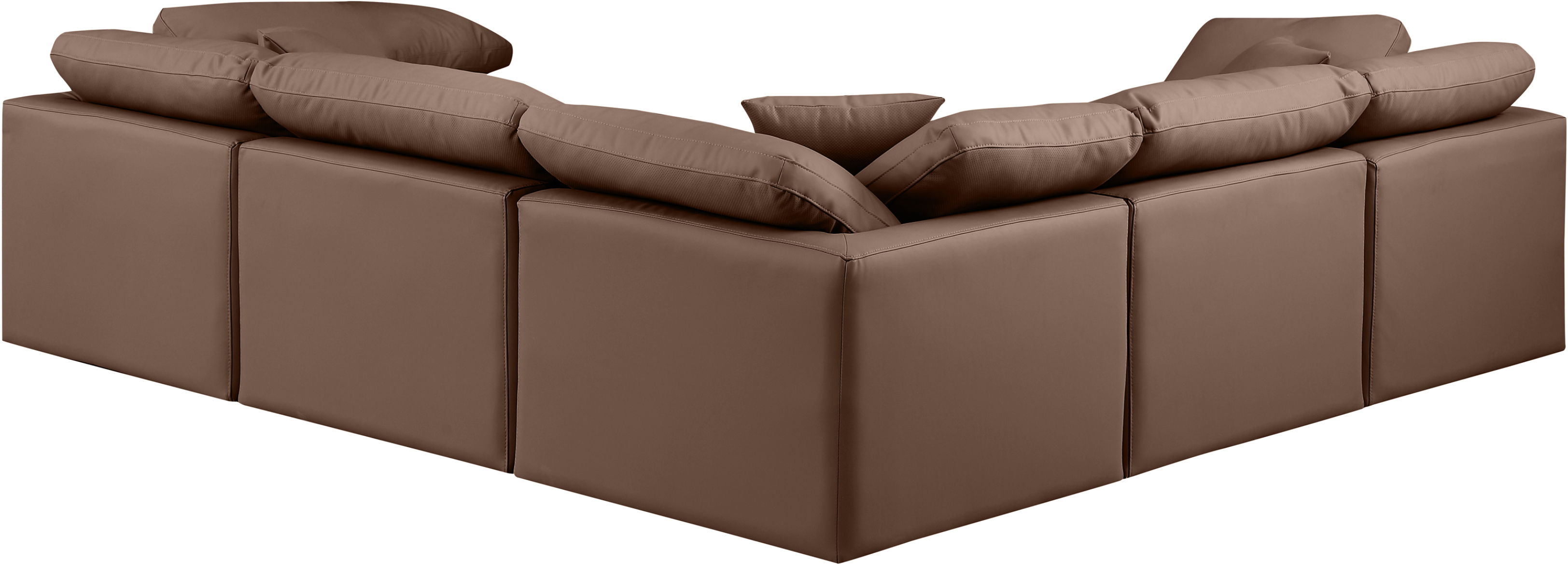 Indulge - Faux Leather 5 Piece Modular Corner Sectional - Brown