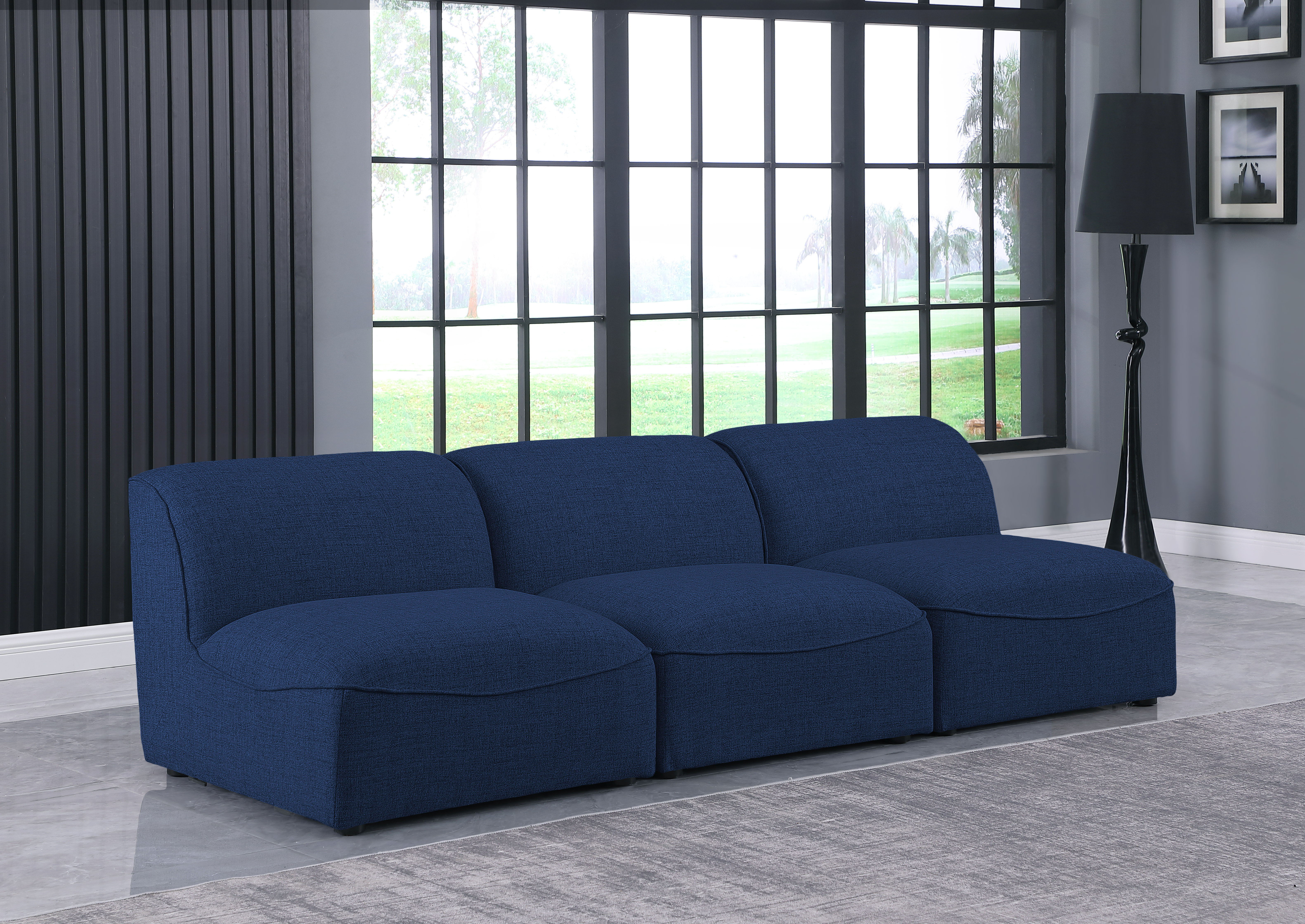 Miramar - 3 Piece Armless Modular Sofa - Navy