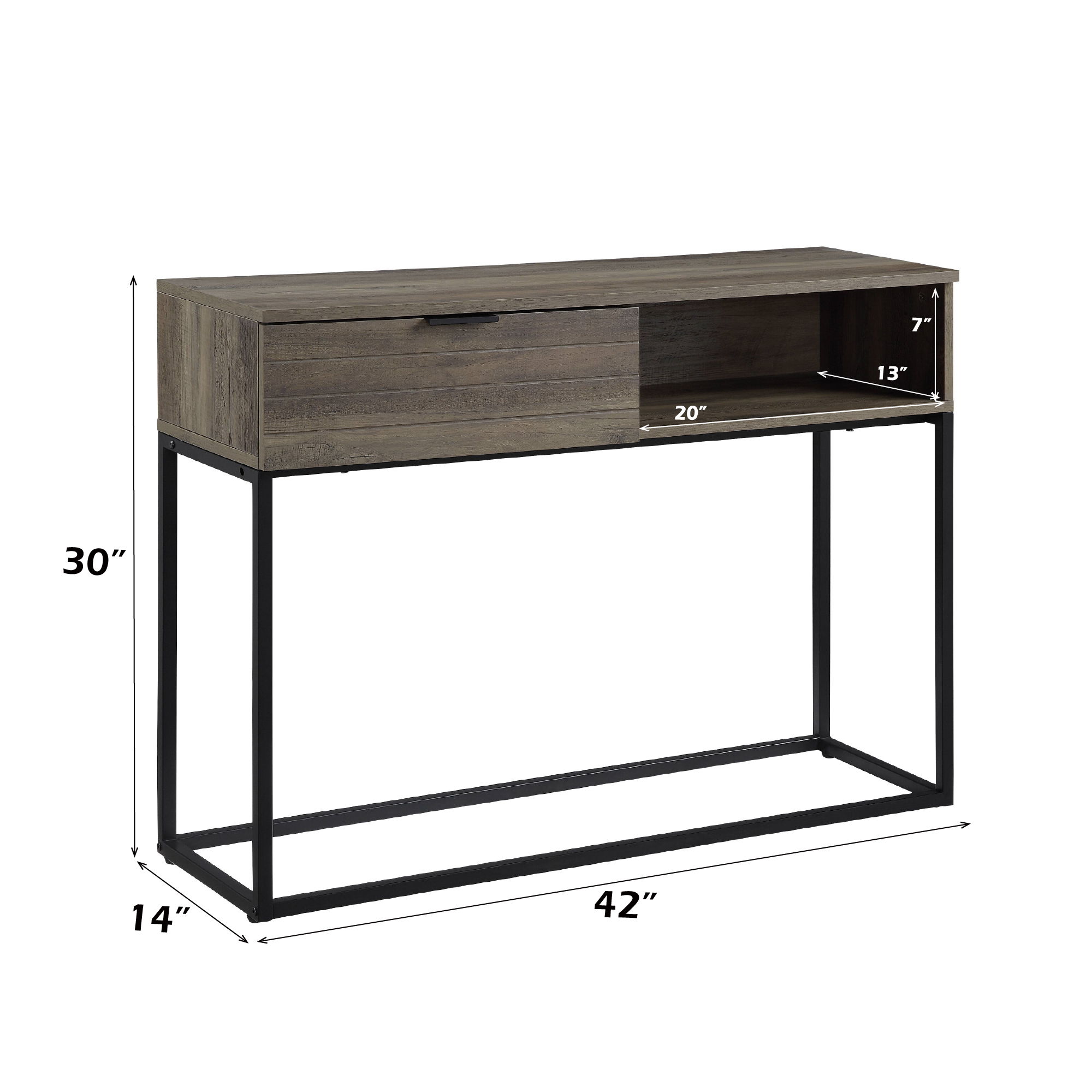 Galeno - Writing Desk - Rustic Oak & Black, black, view 5
