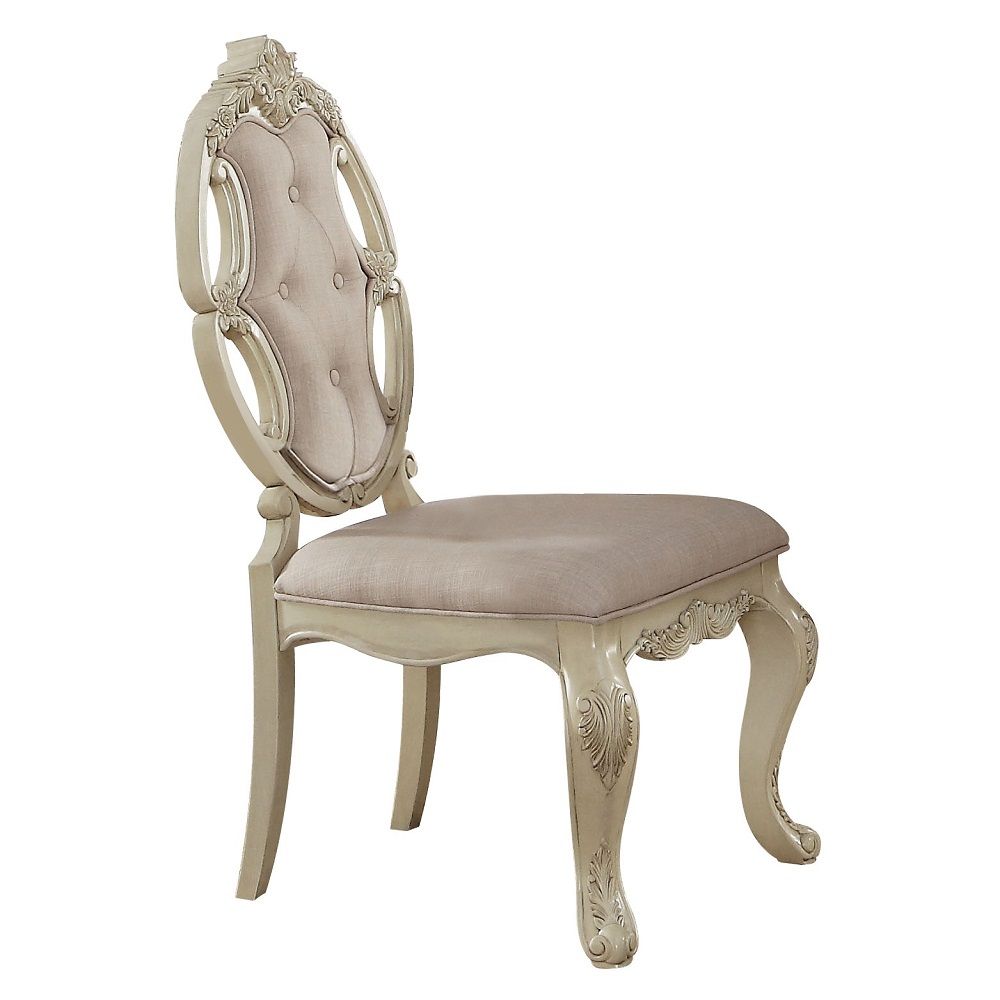 Ragenardus - Side Chair (Set of 2) - Fabric & Antique White, white