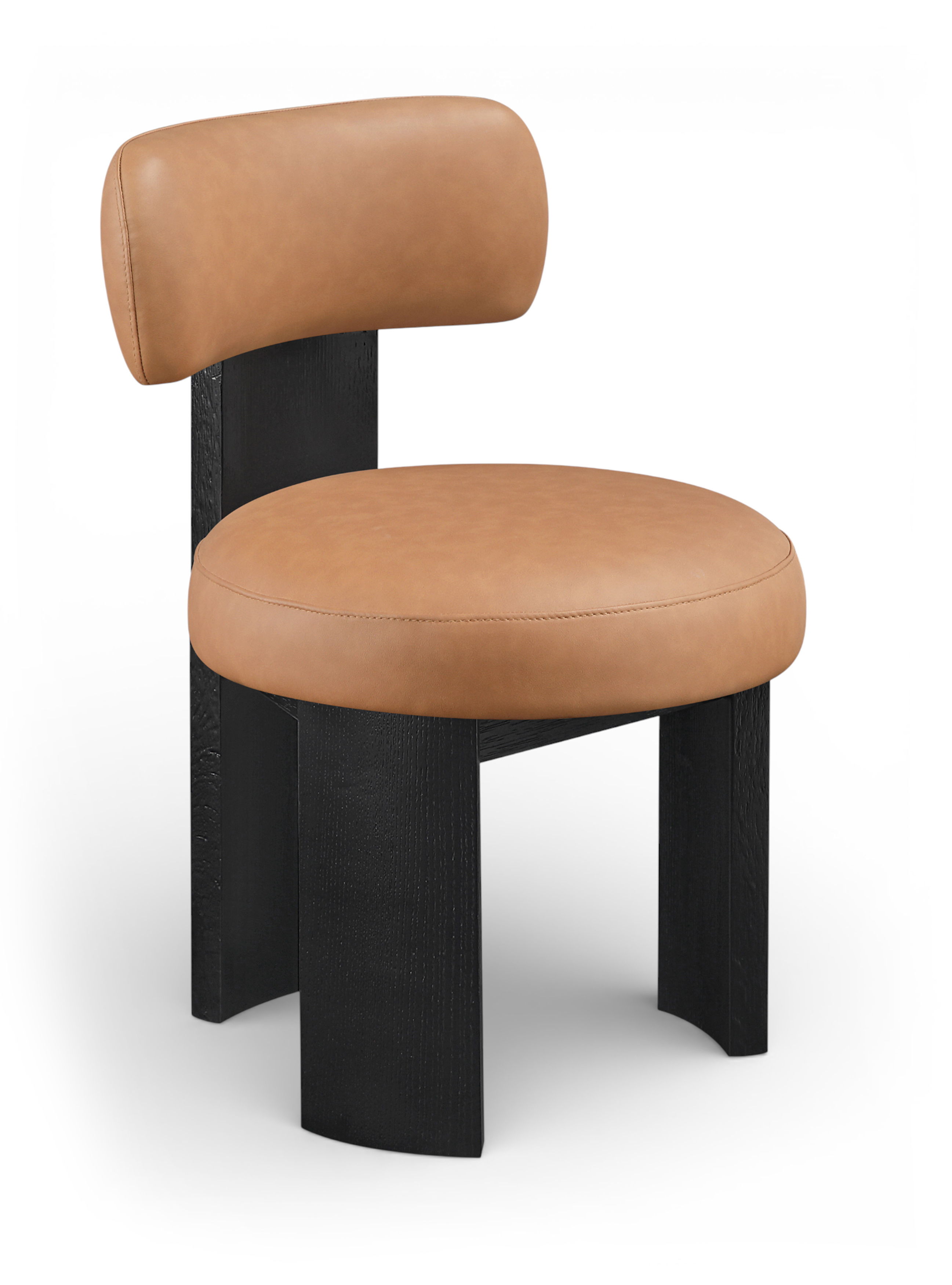 Atelier - Vegan Leather Upholstered Dining Chair (Set of 2) - Cognac / Painted Black