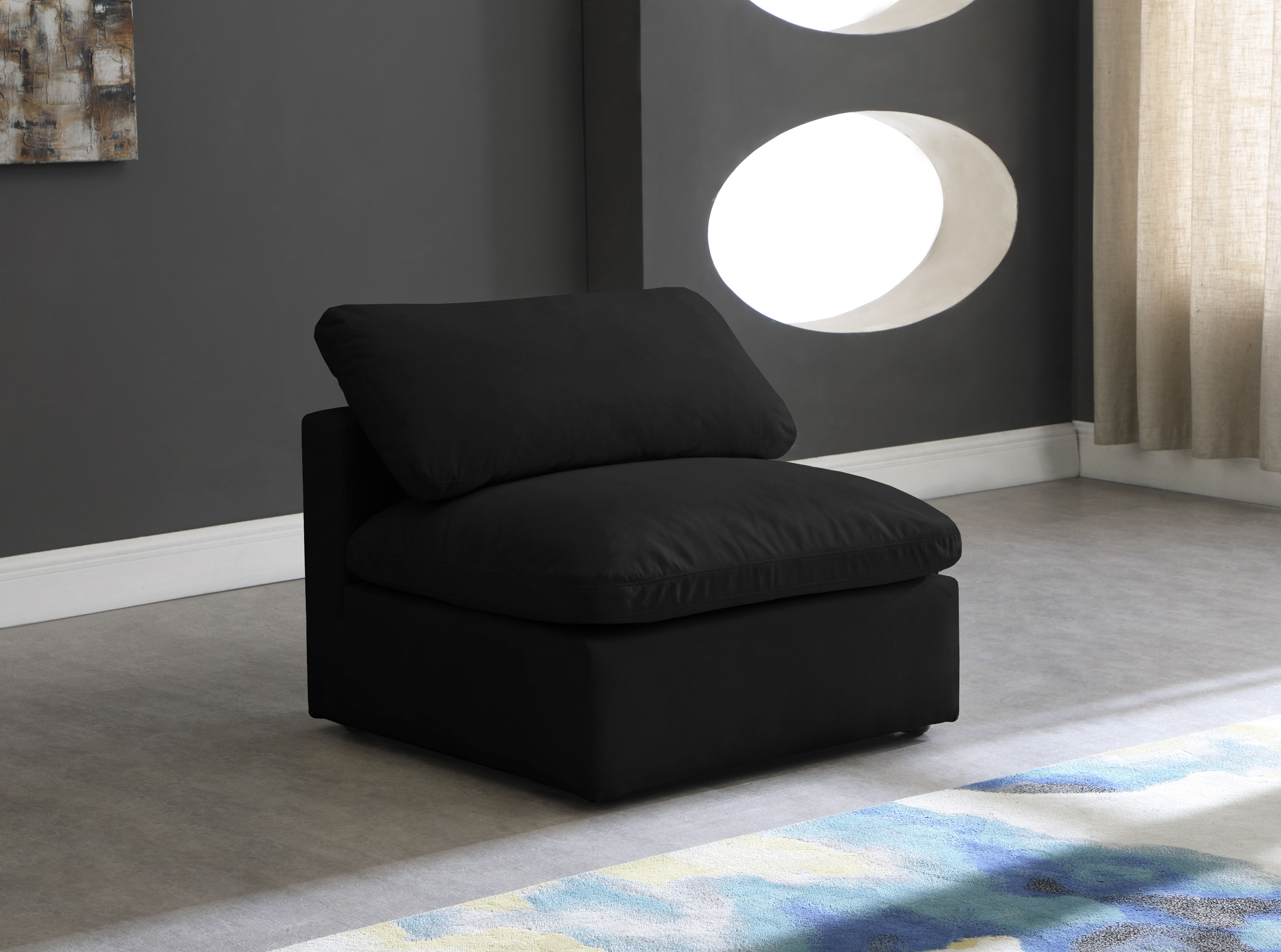 Plush - Armless Chair - Black