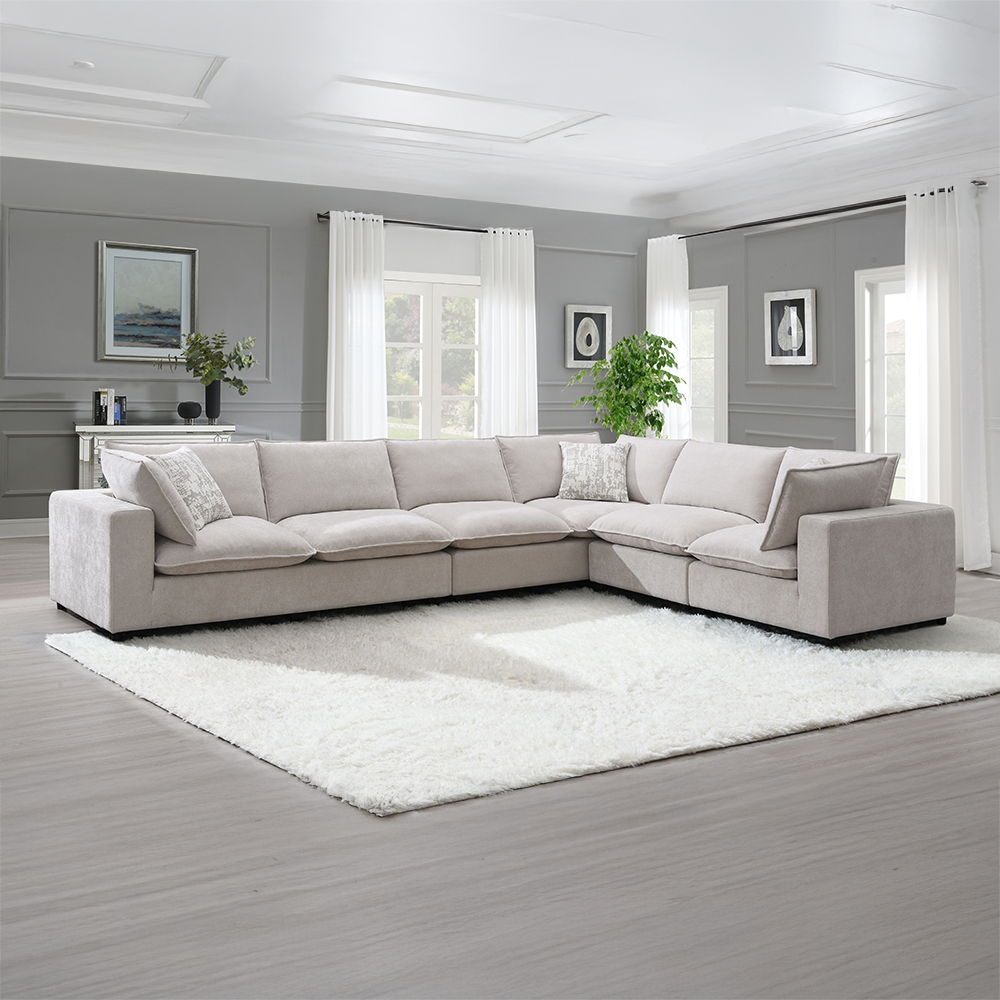 Marisa - Modular Armless Chair - Beige Boucle, beige