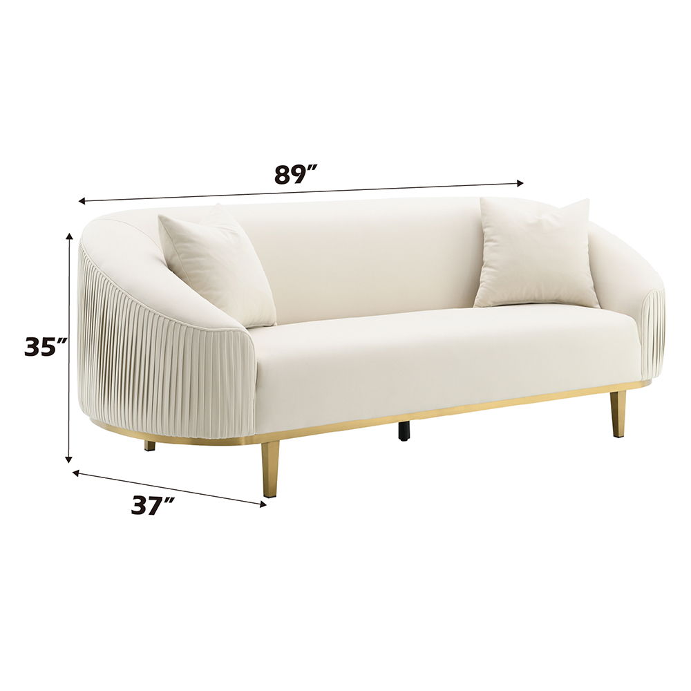 Martina - Sofa With 2 Pillows - Ivory Velvet, beige, view 6
