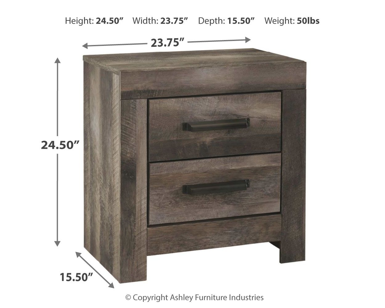 Ashley Furniture Wynnlow - 8 Pc. - Dresser, Mirror, Chest, King Crossbuck Panel Bed, 2 Nightstands - Gray - Image 9
