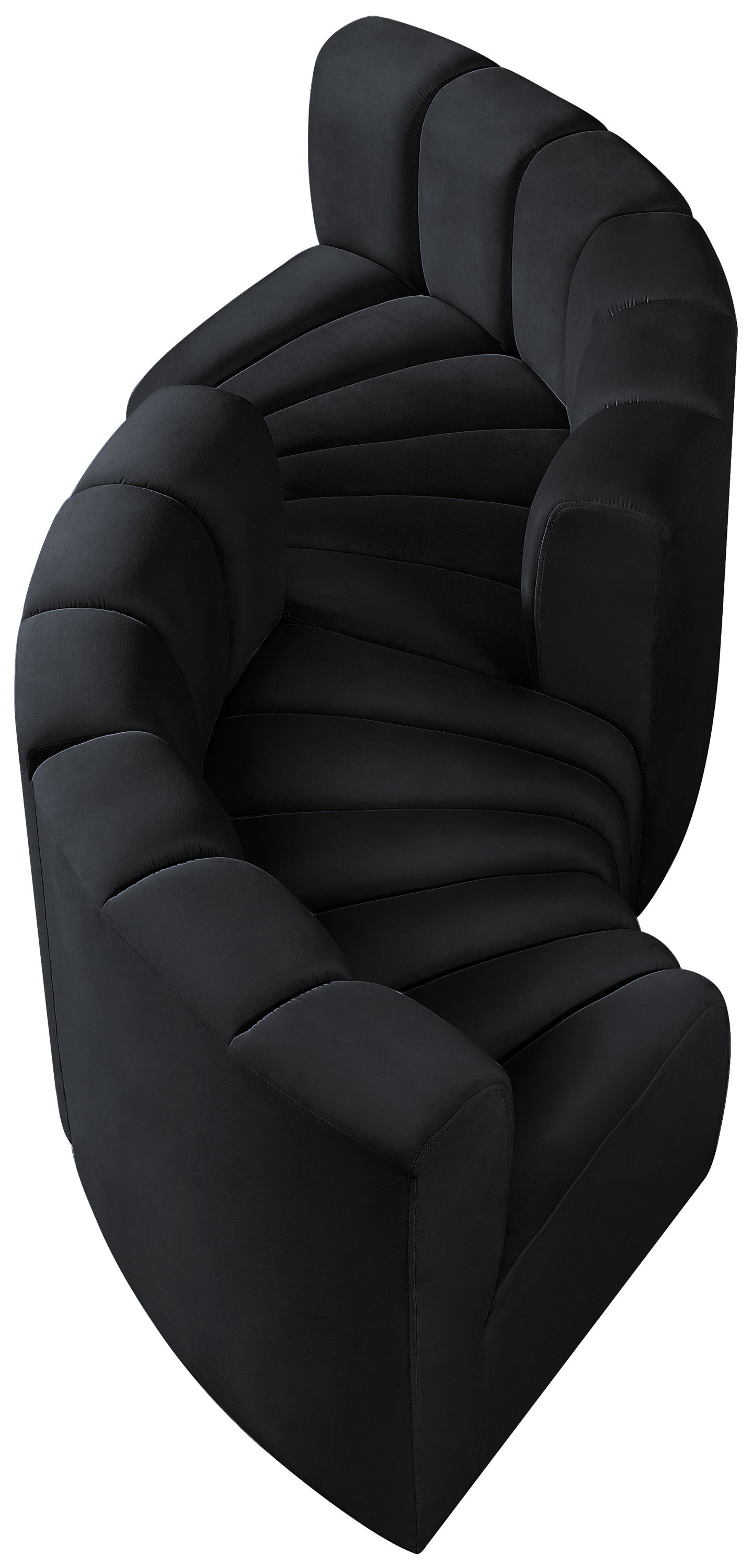 Arc - Velvet 4 Piece Curved Modular Sofa - Black